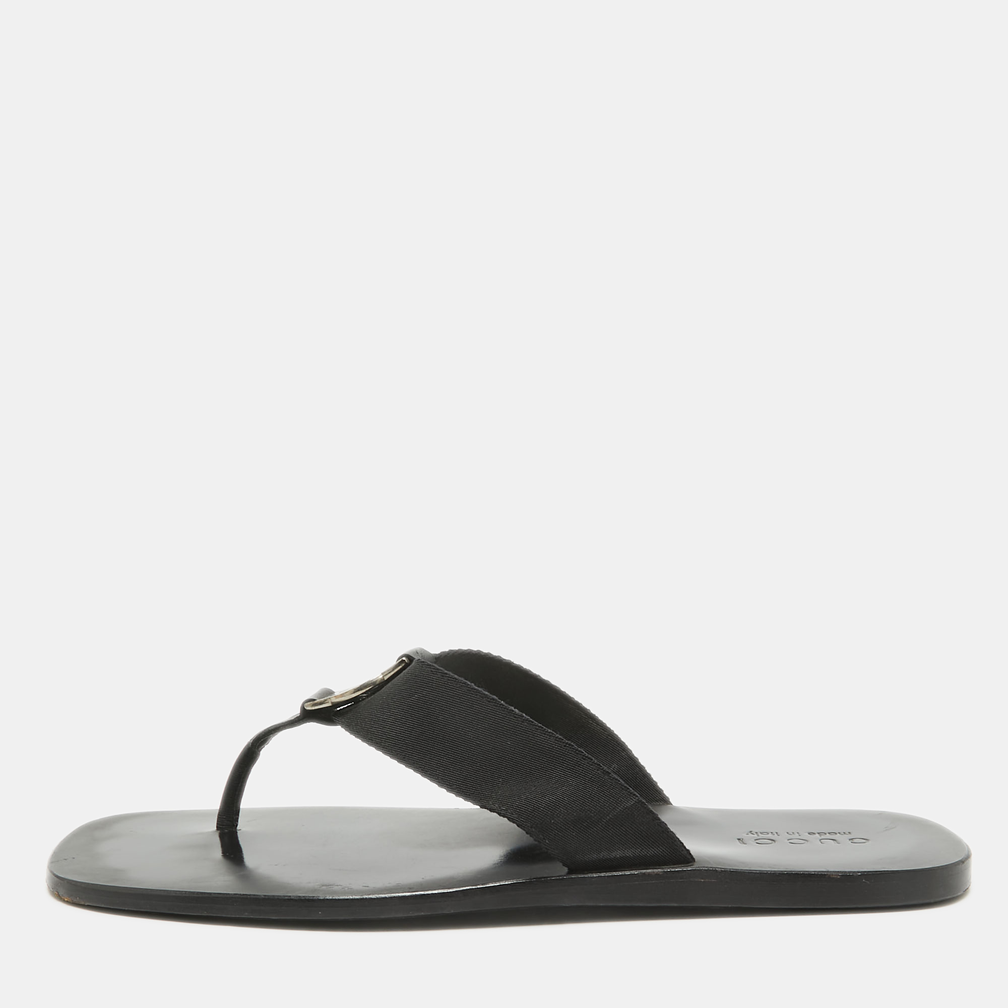 

Gucci Black Canvas Thong Sandals Size