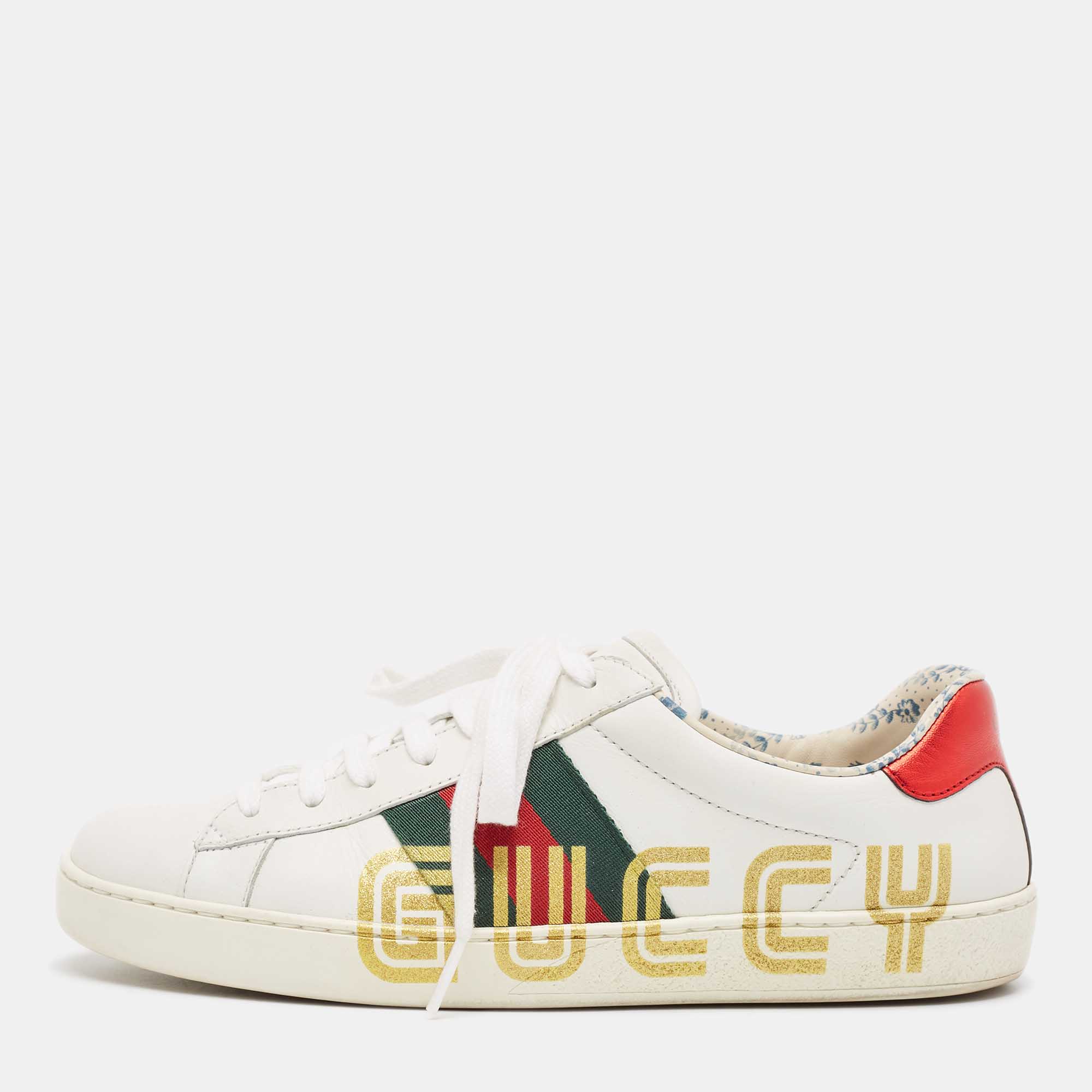 

Gucci White Leather Guccy Ace Sneakers Size 40