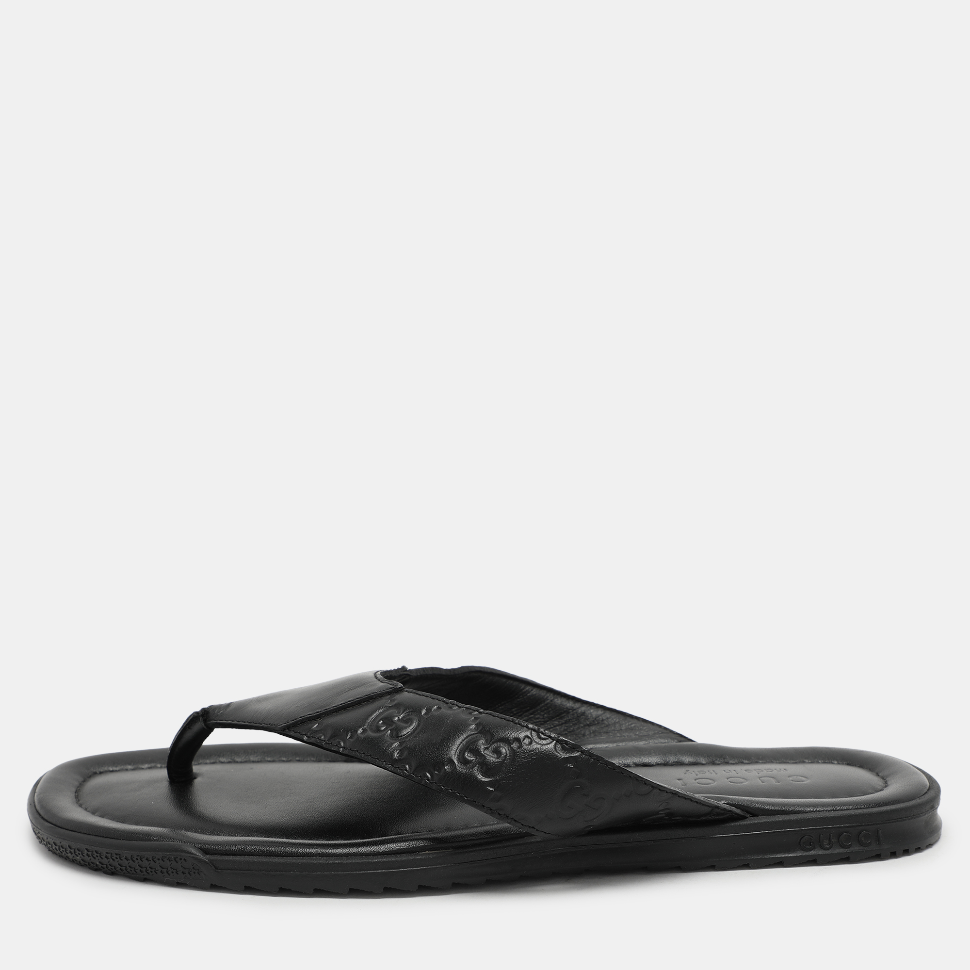 

Gucci Black Guccissima Leather Criss Cross Flat Slides Size 43