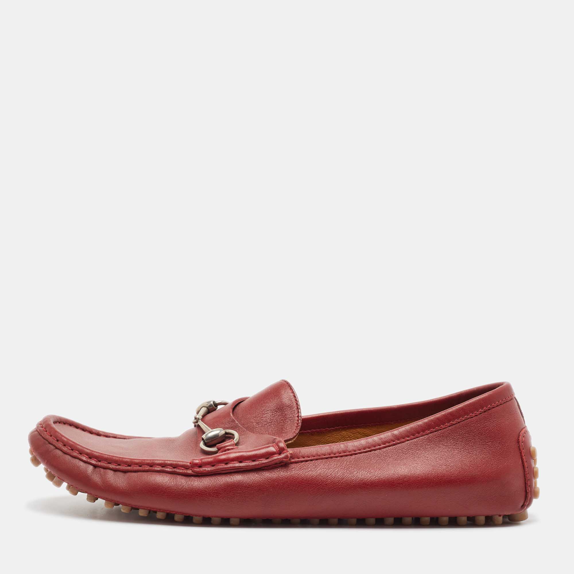 

Gucci Burgundy Leather Horsebit Loafers Size 44.5