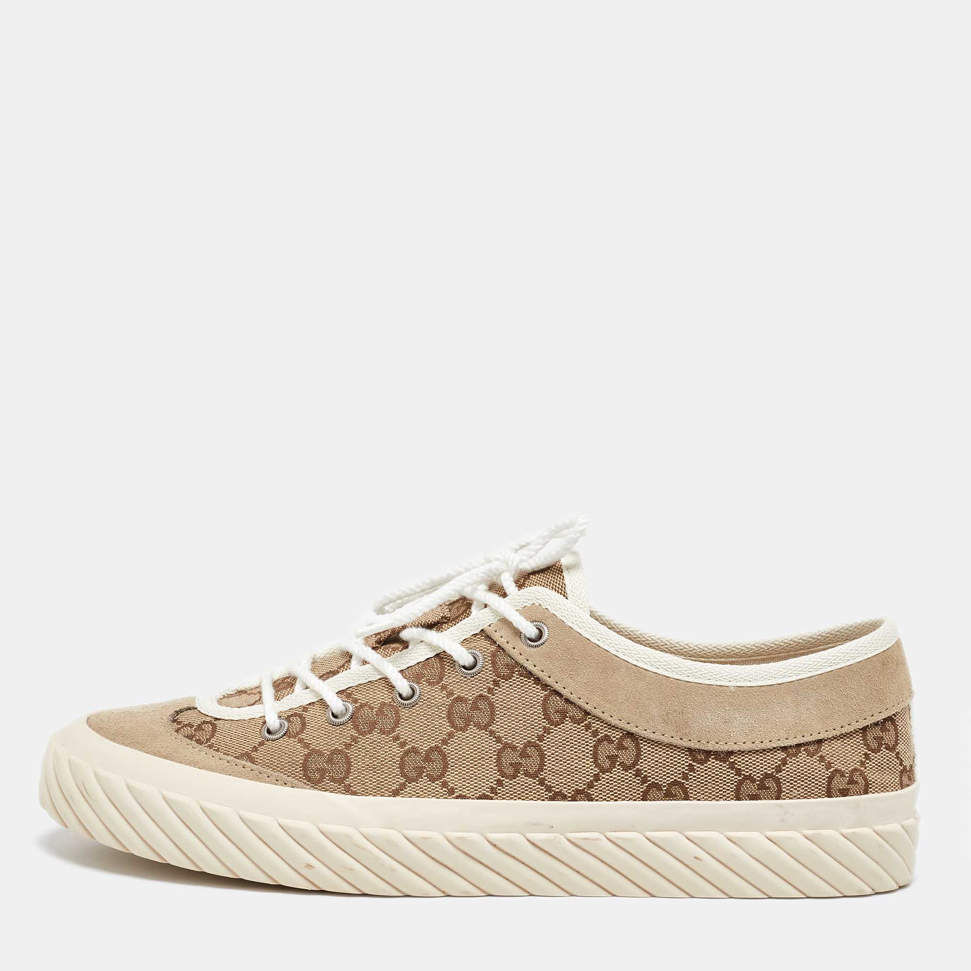 

Gucci Gucci Brown/Beige GG Canvas and Suede Sneakers Size 42