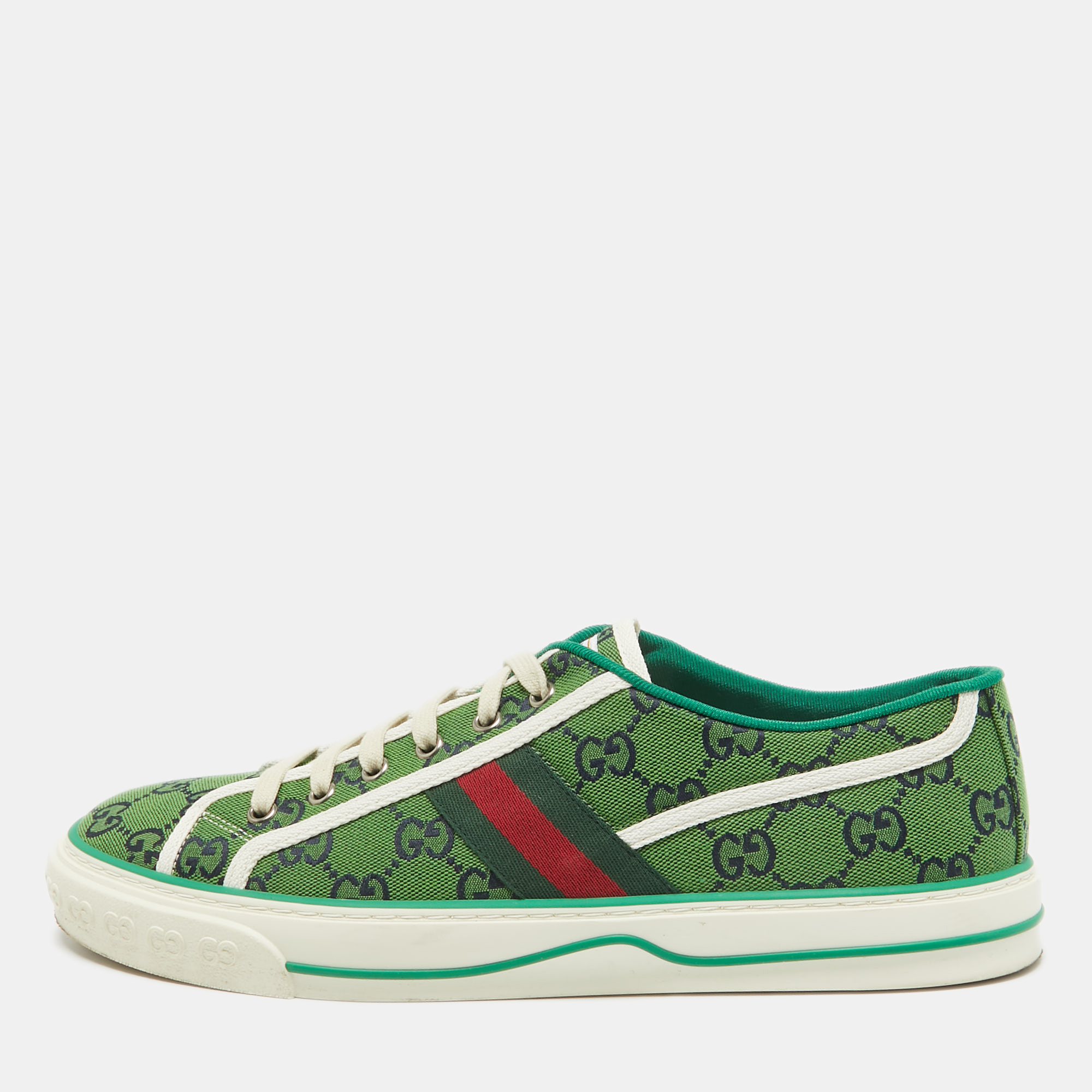 

Gucci Green Canvas Tennis 1977 Lace Up Sneakers Size 44