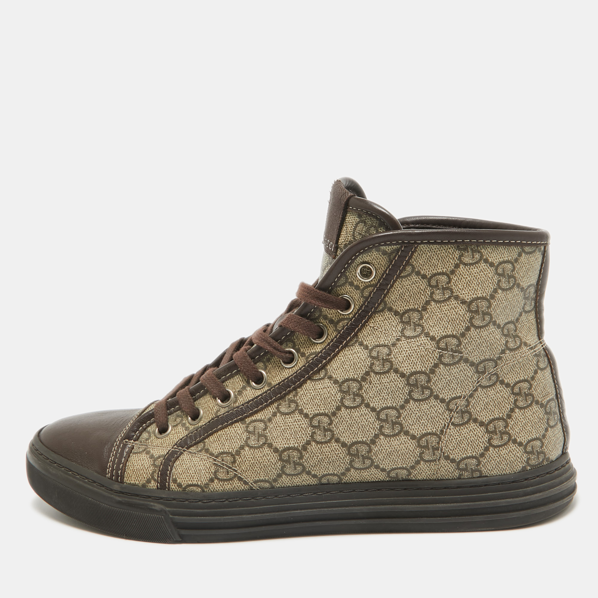 

Gucci Brown GG Canvas and Leather High Top Sneakers Size 41