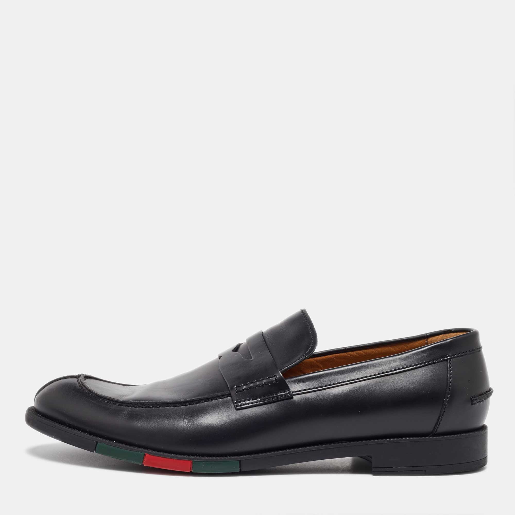 

Gucci Black Leather Slip on Loafers Size 43