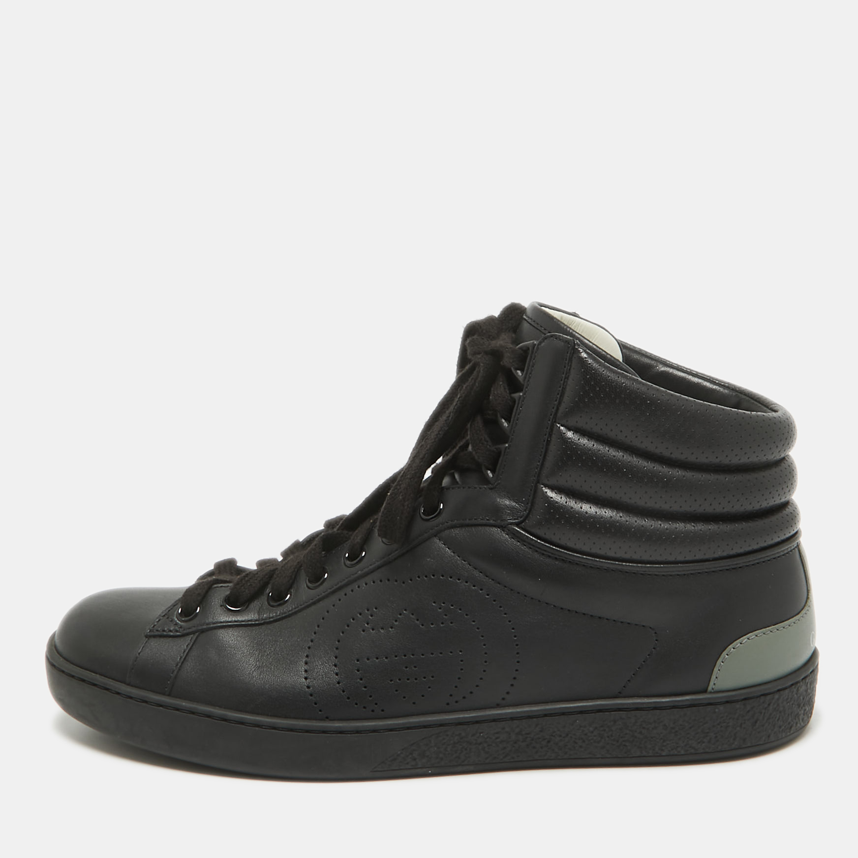 

Gucci Black/Grey Leather GG Ace High Top Sneakers Size 40