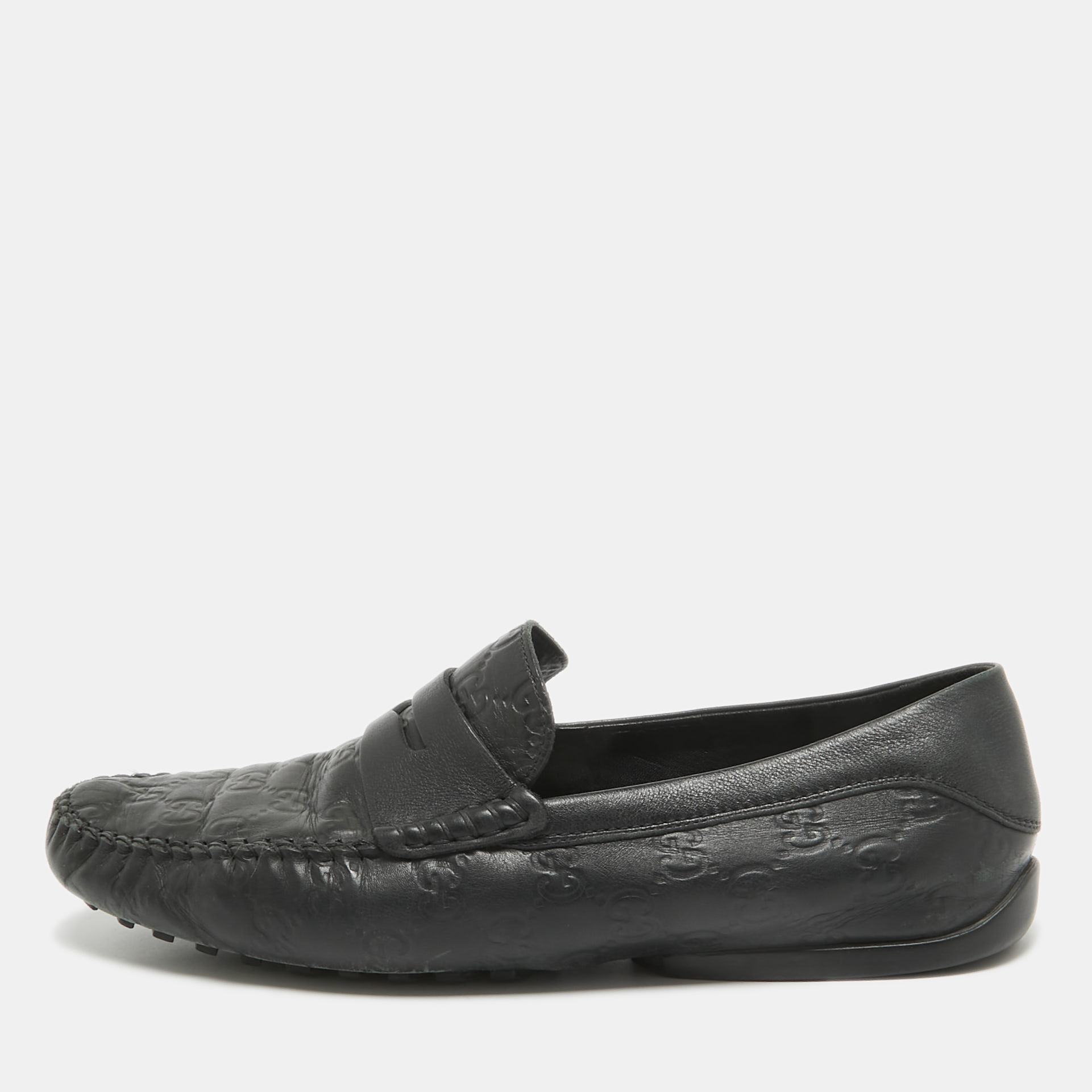 

Gucci Black Guccissima Leather Penny Slip On Loafers Size 42.5