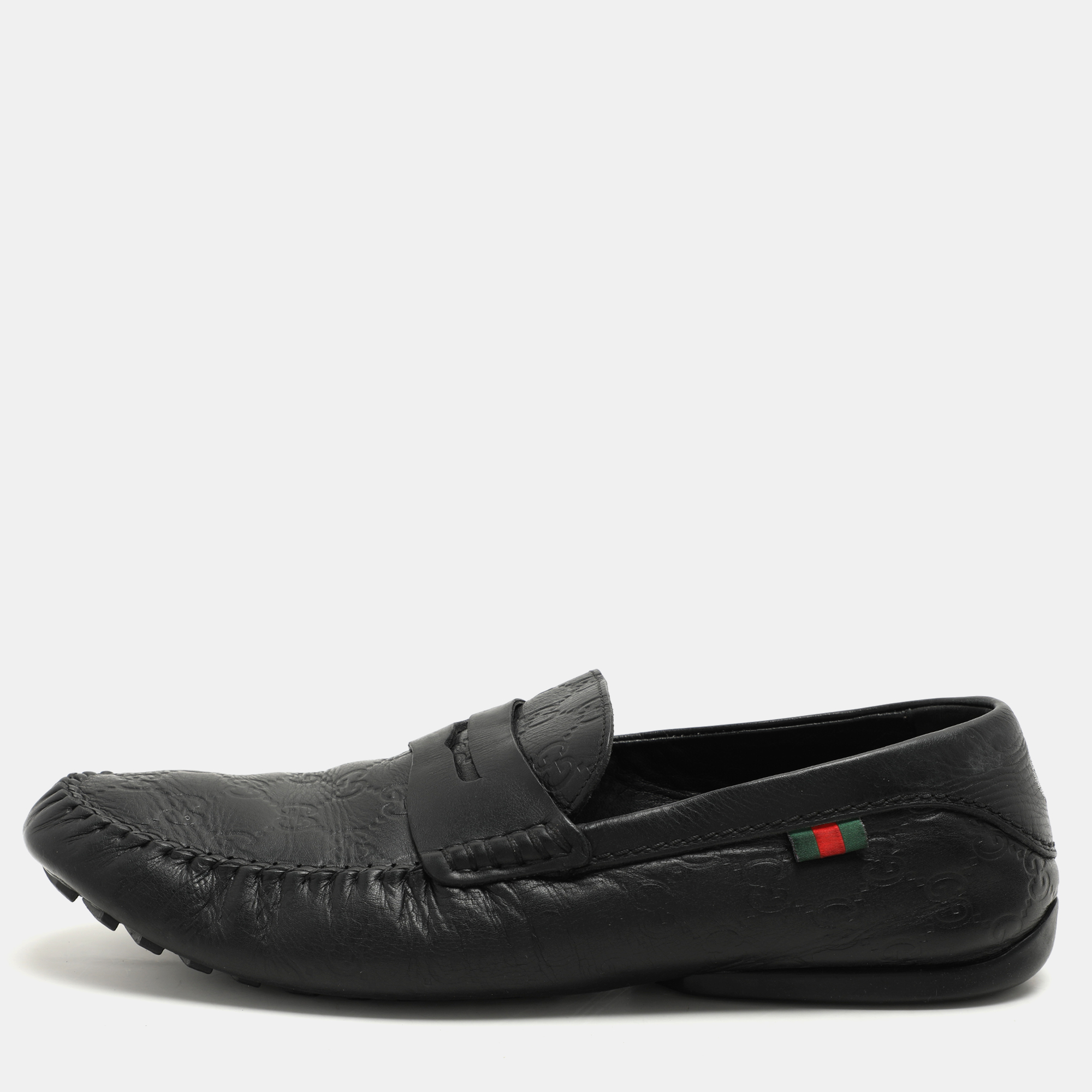 

Gucci Black Guccissima Leather Penny Loafers Size 44