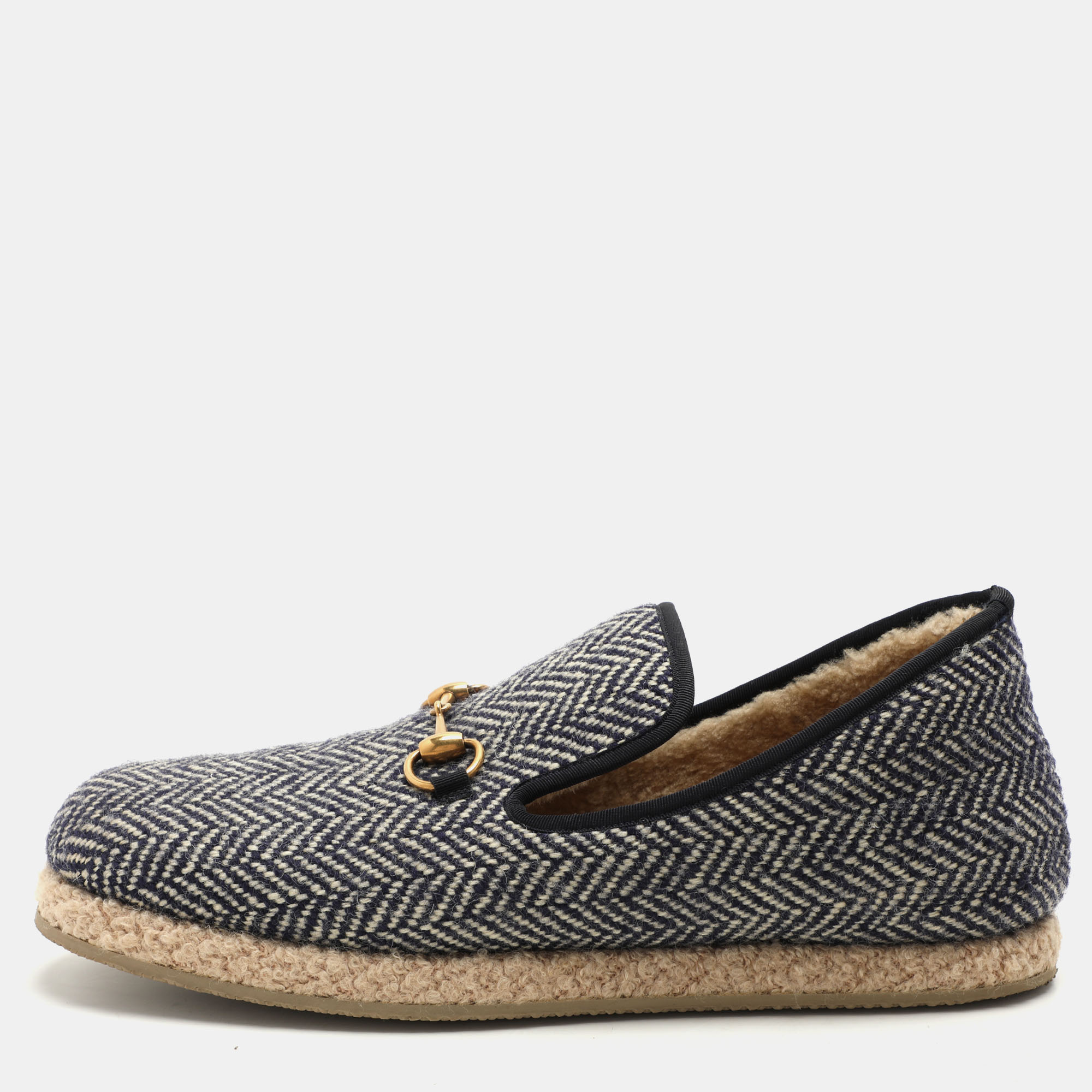 

Gucci Blue Tweed Fria Slip On Espadrille Size 44