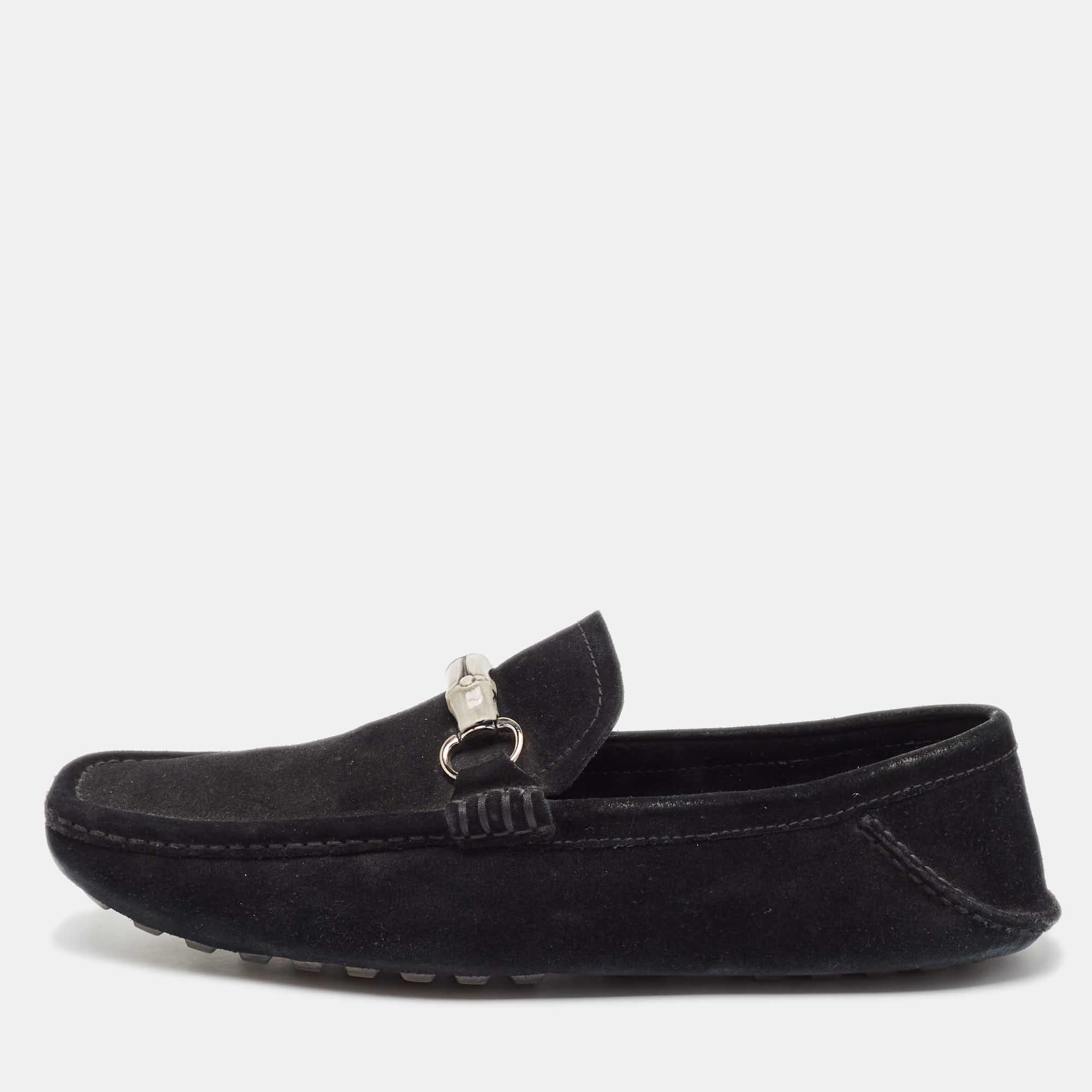 

Gucci Black Suede Bamboo Horsebit Slip On Loafers Size 43.5