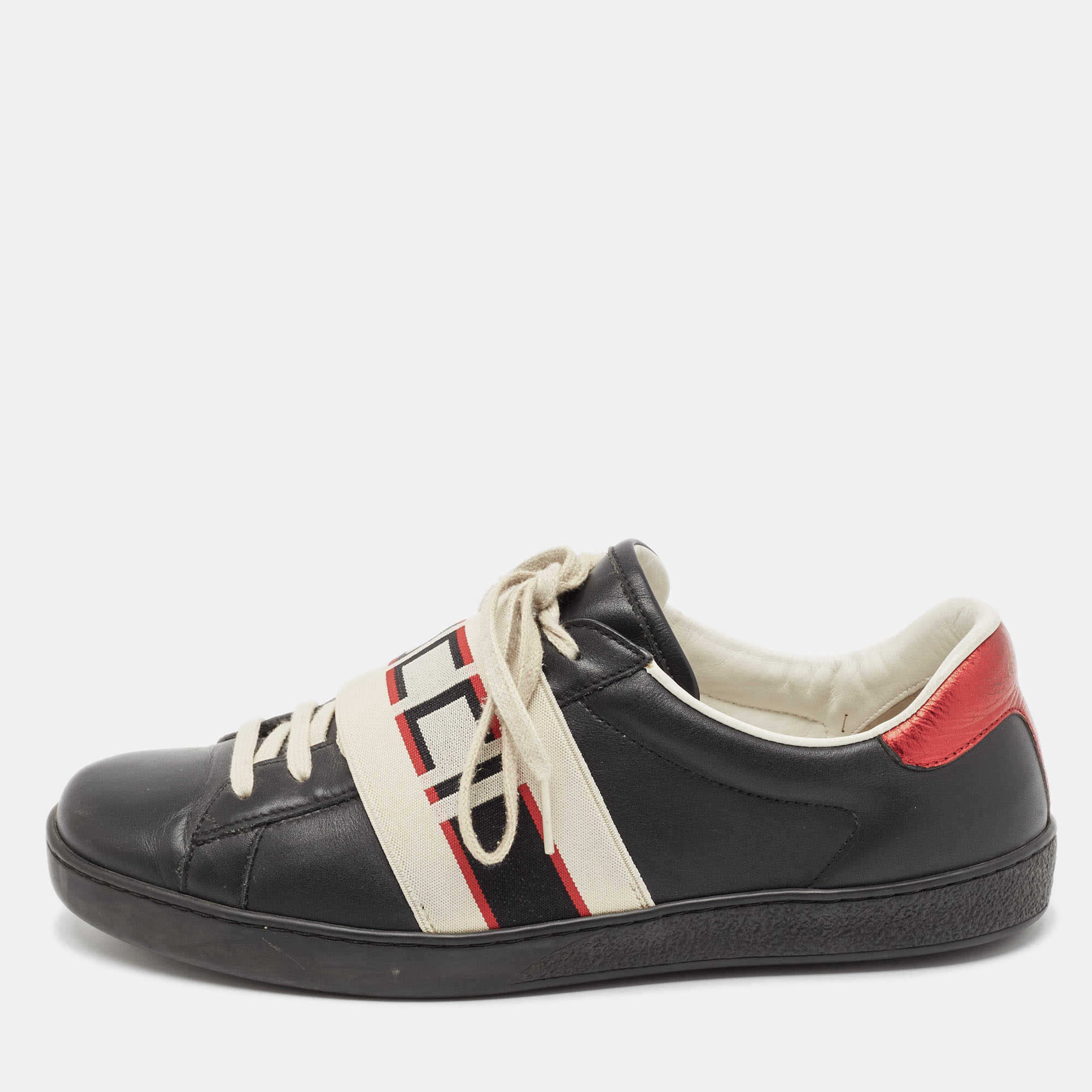 

Gucci Black Leather Ace Lace Up Sneakers Size 42.5