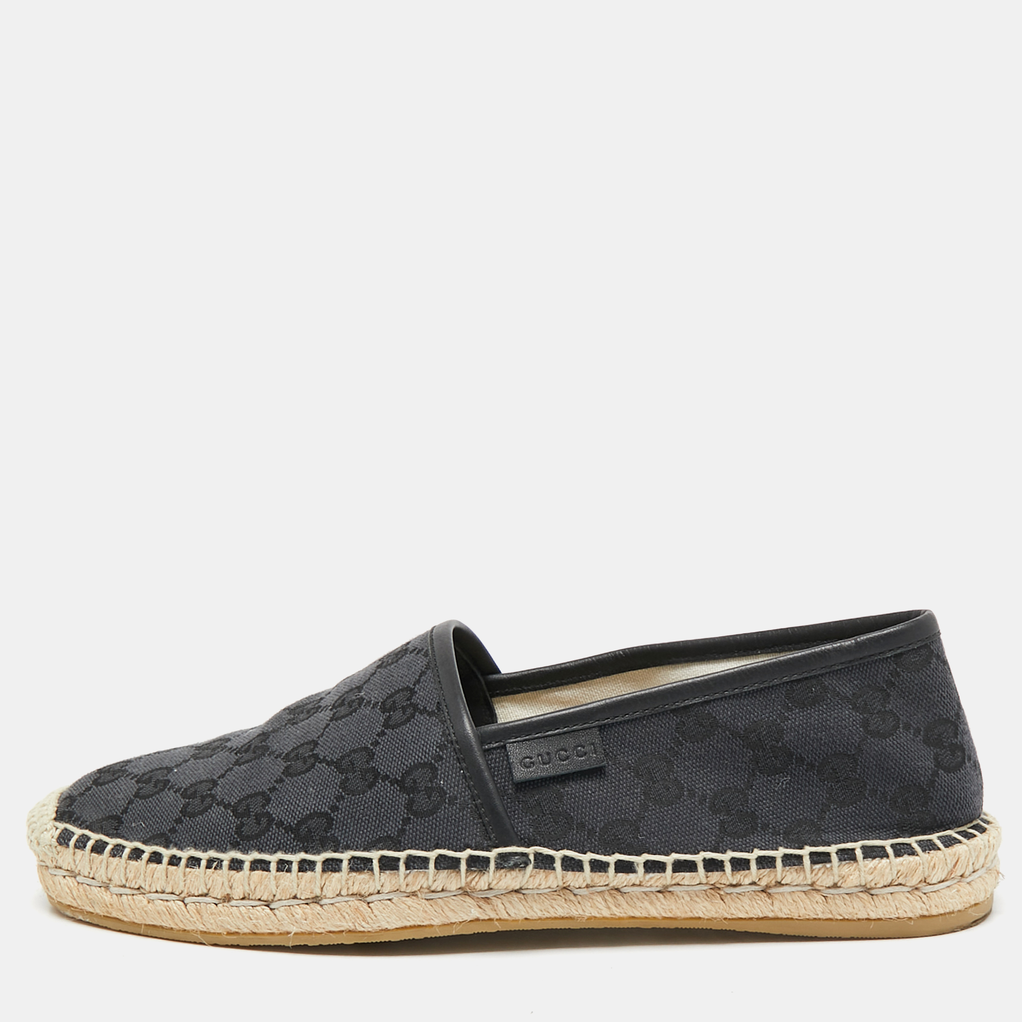 

Gucci Black GG Canvas and Leather Espadrilles Flats Size 40.5