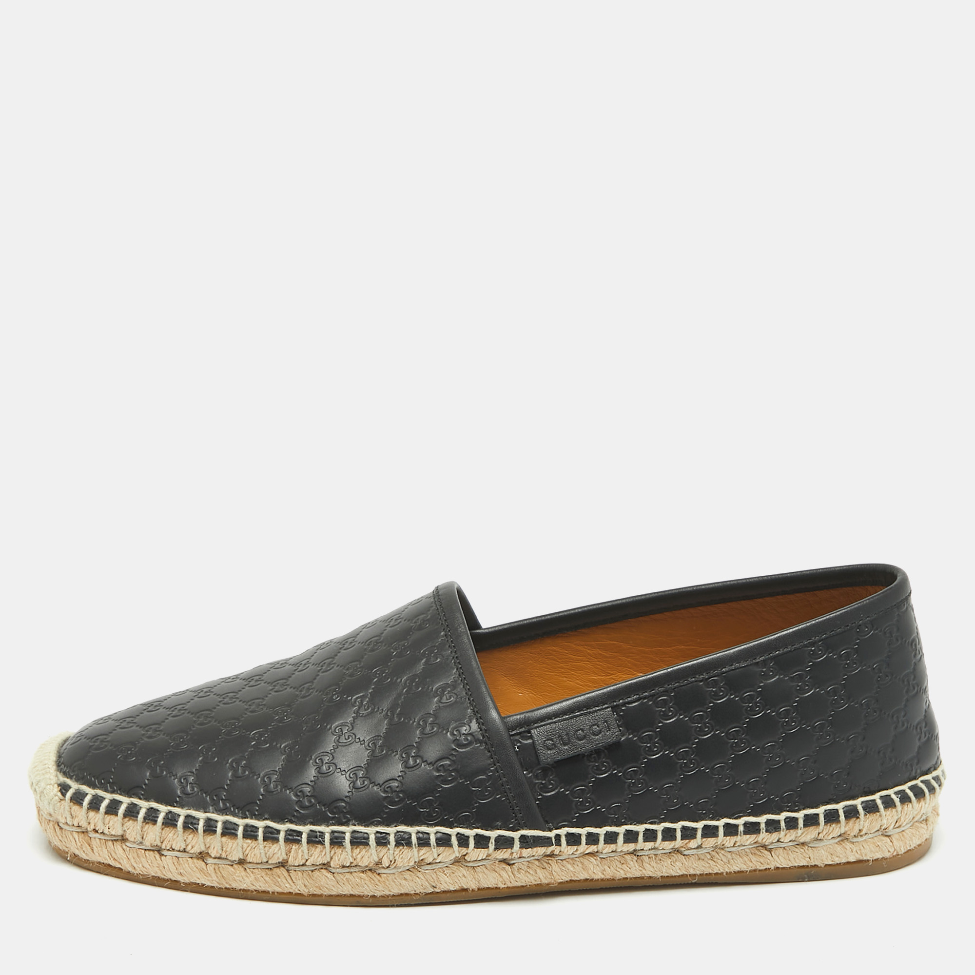 

Gucci Black Microguccissima Leather Espadrille Flats Size 41.5