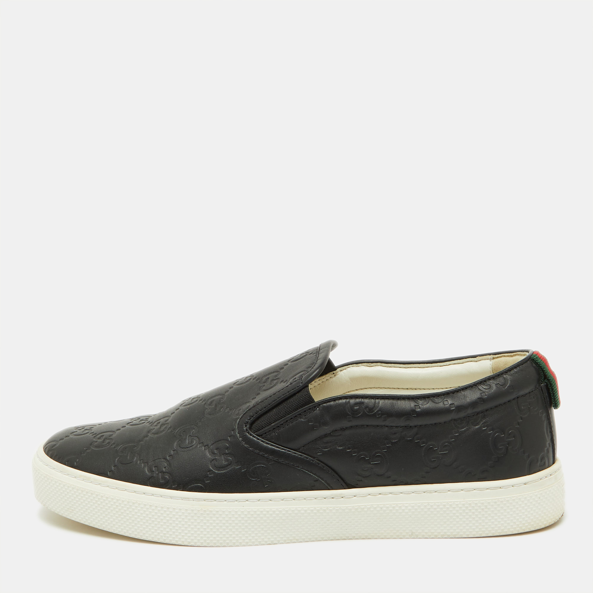 

Gucci Black Guccissima Leather Slip On Sneakers Size 41.5