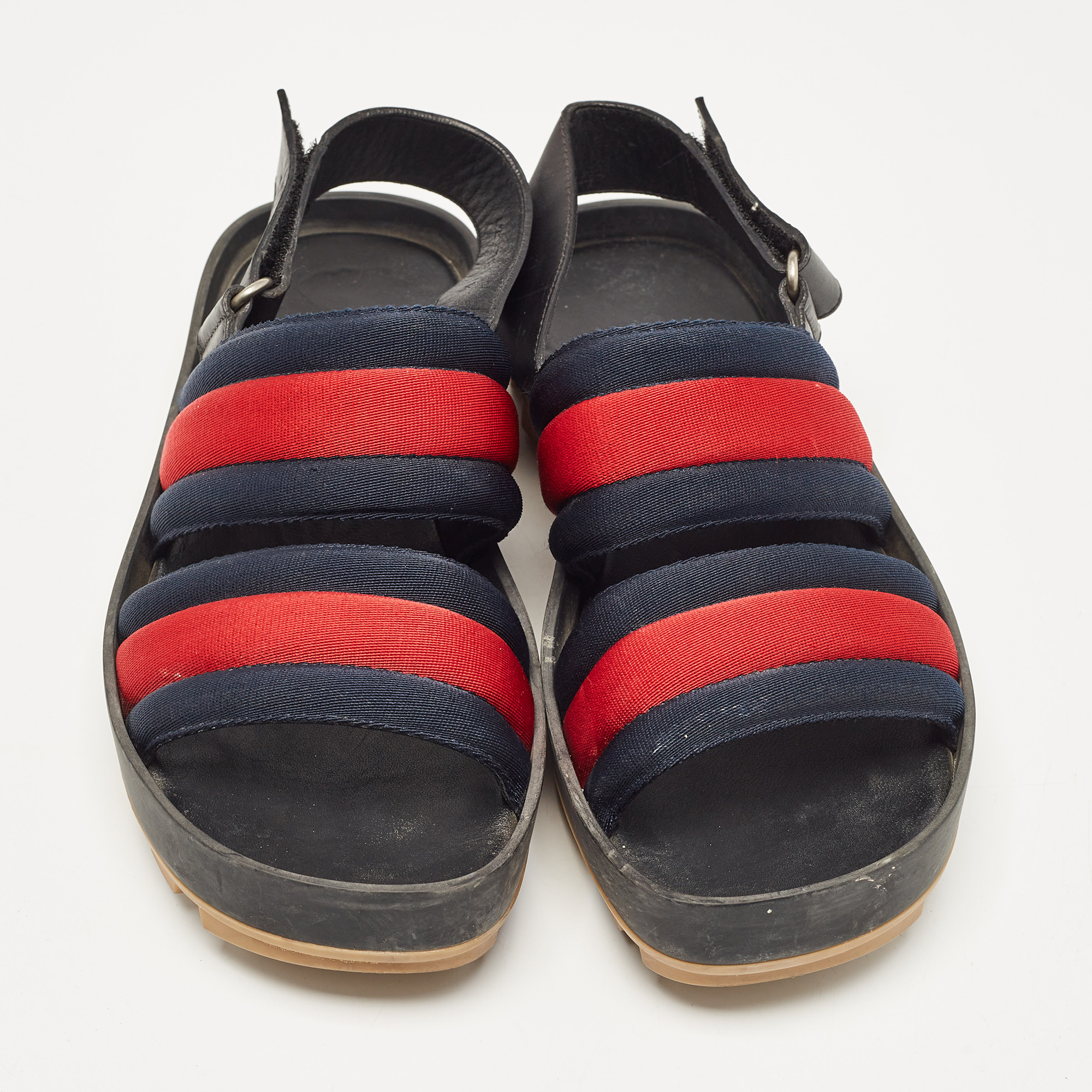 Gucci Tricolor Leather and Canvas Rimini Slingback Sandals Size 40.5 