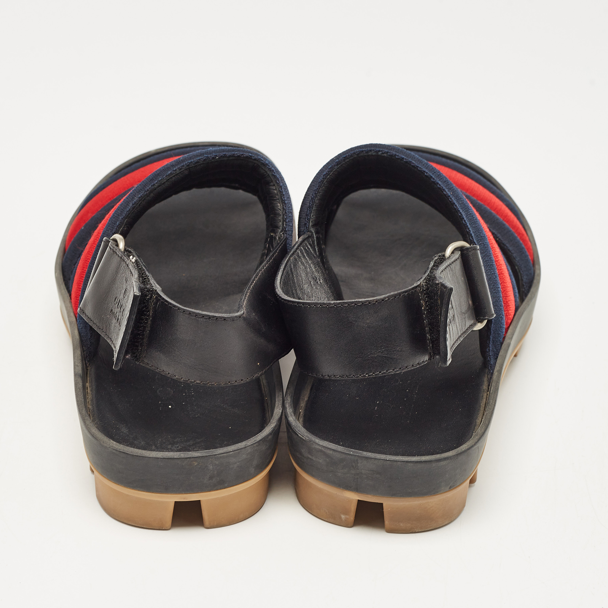 Gucci Tricolor Leather and Canvas Rimini Slingback Sandals Size 40.5 