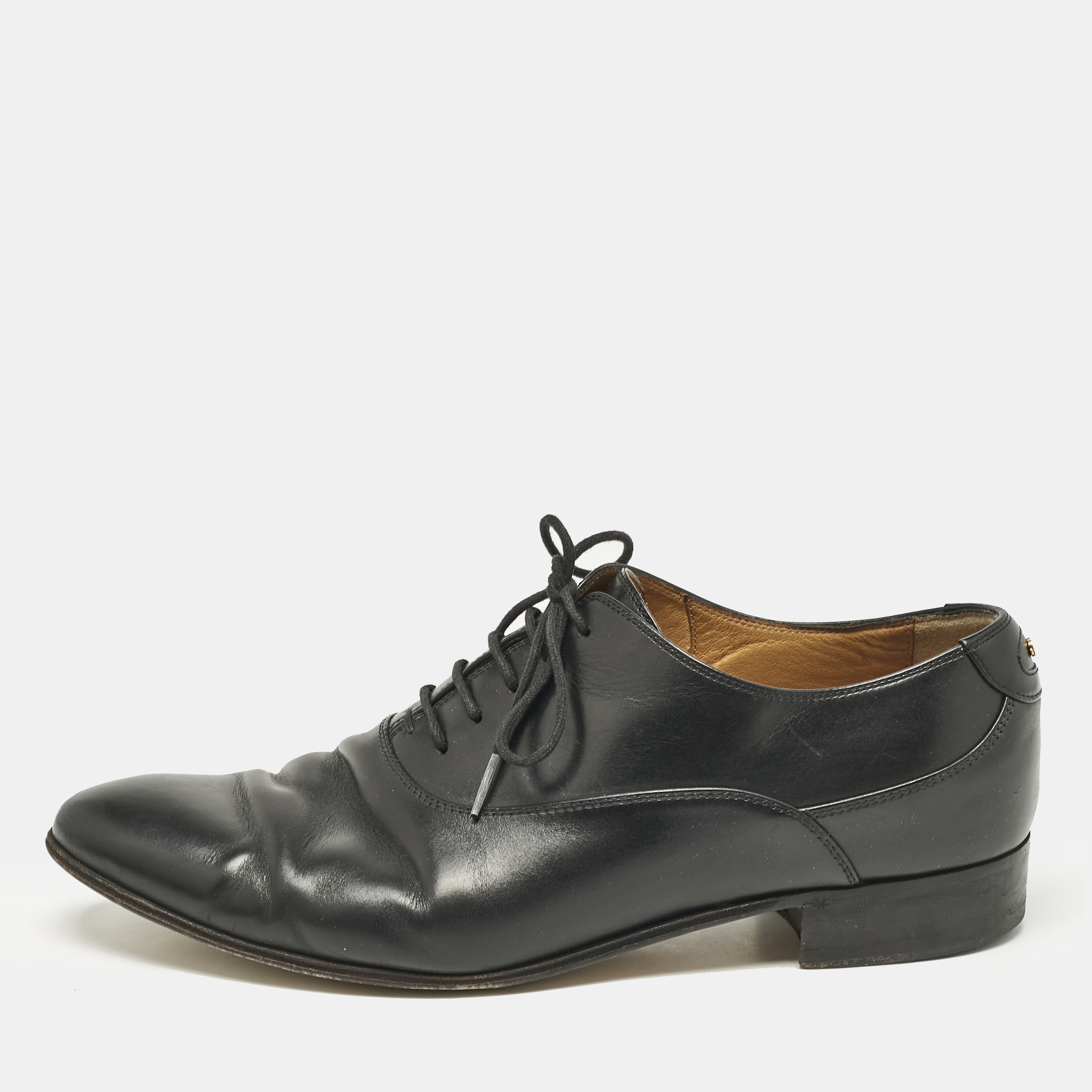 

Gucci Black Leather Double G Oxfords Size 43