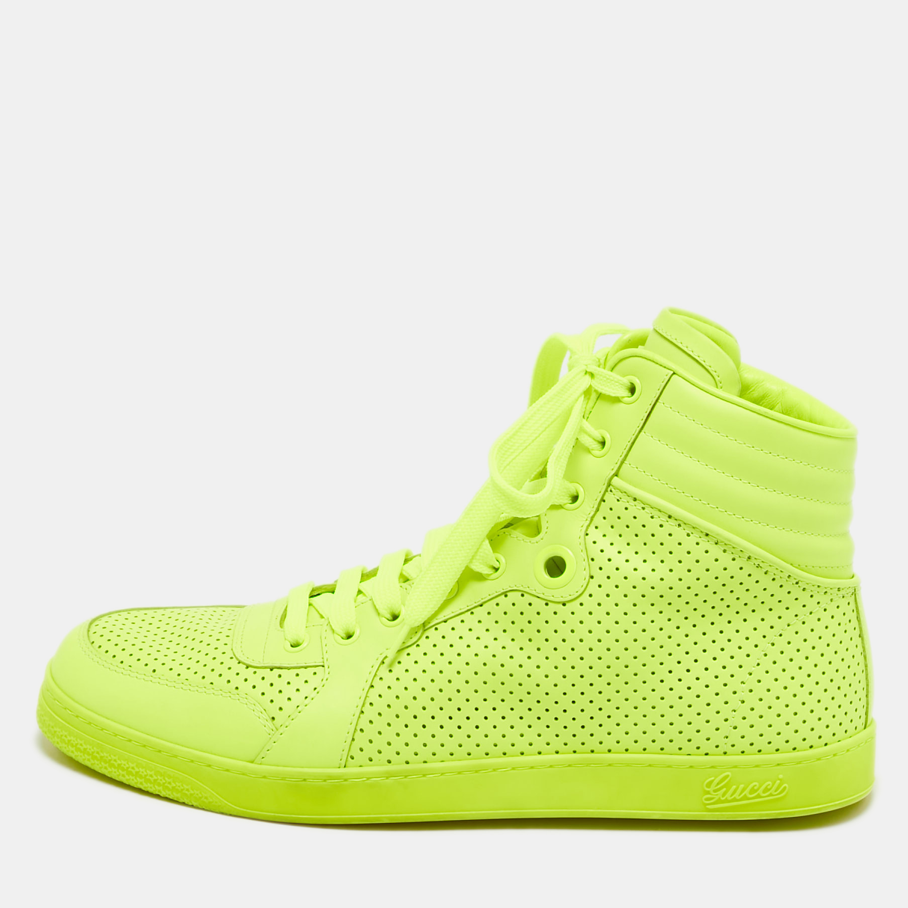 

Gucci Neon Green Leather High-Top Sneakers Size 42.5