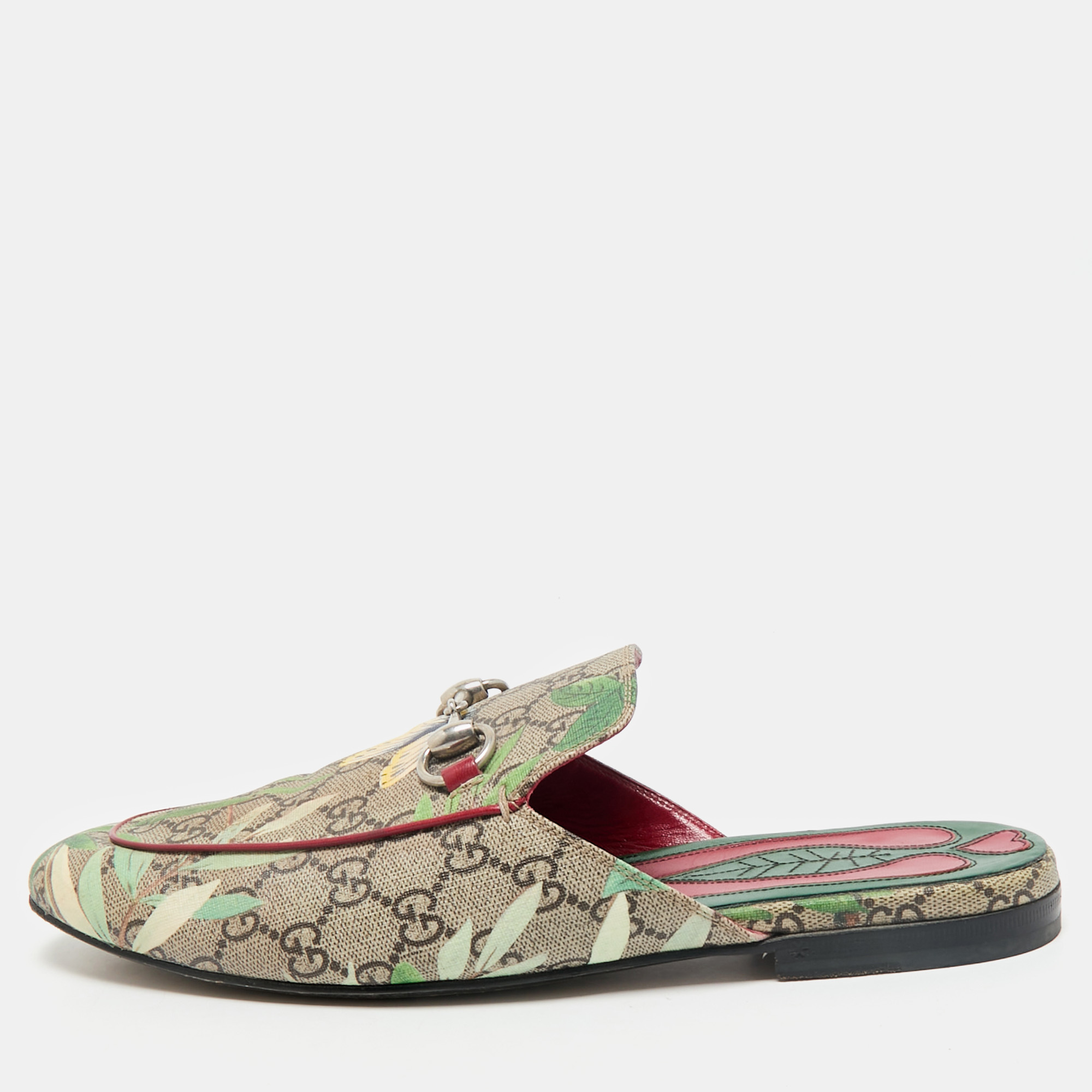 

Gucci Brown/Beige GG Supreme Canvas Princetown Mules Size 41, Multicolor