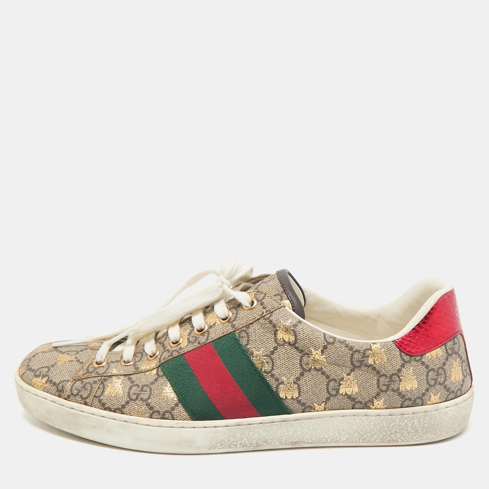

Gucci Beige/Brown GG Supreme Canvas Bee Ace Sneakers Size 43