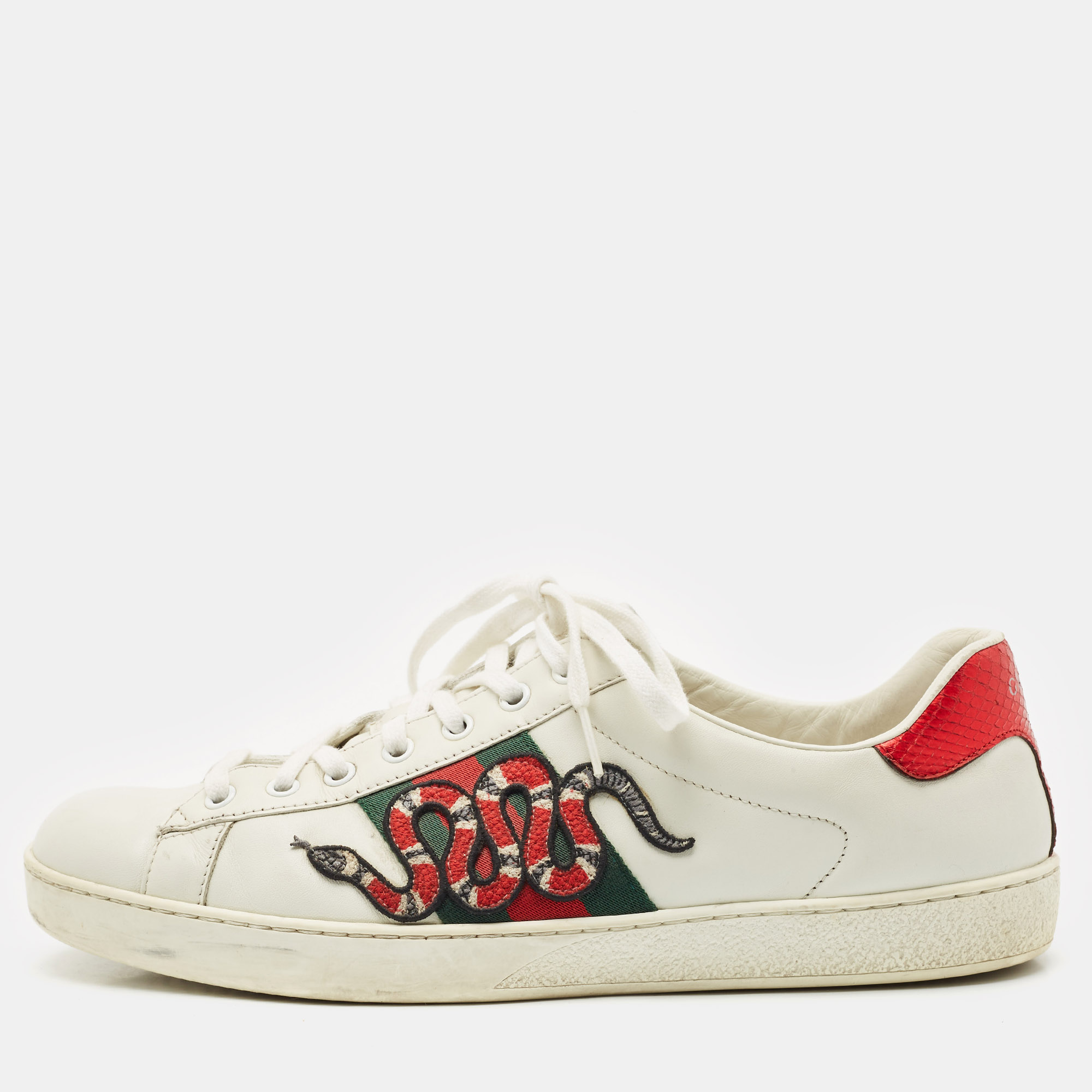 

Gucci White Leather Ace Lace Up Sneakers Size 43