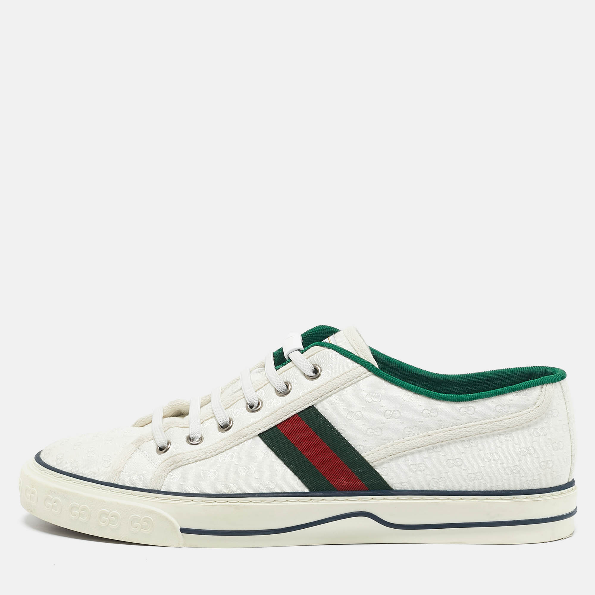 

Gucci White Mini GG Jacquard Fabric Tennis 1977 Low Top Sneakers Size 43
