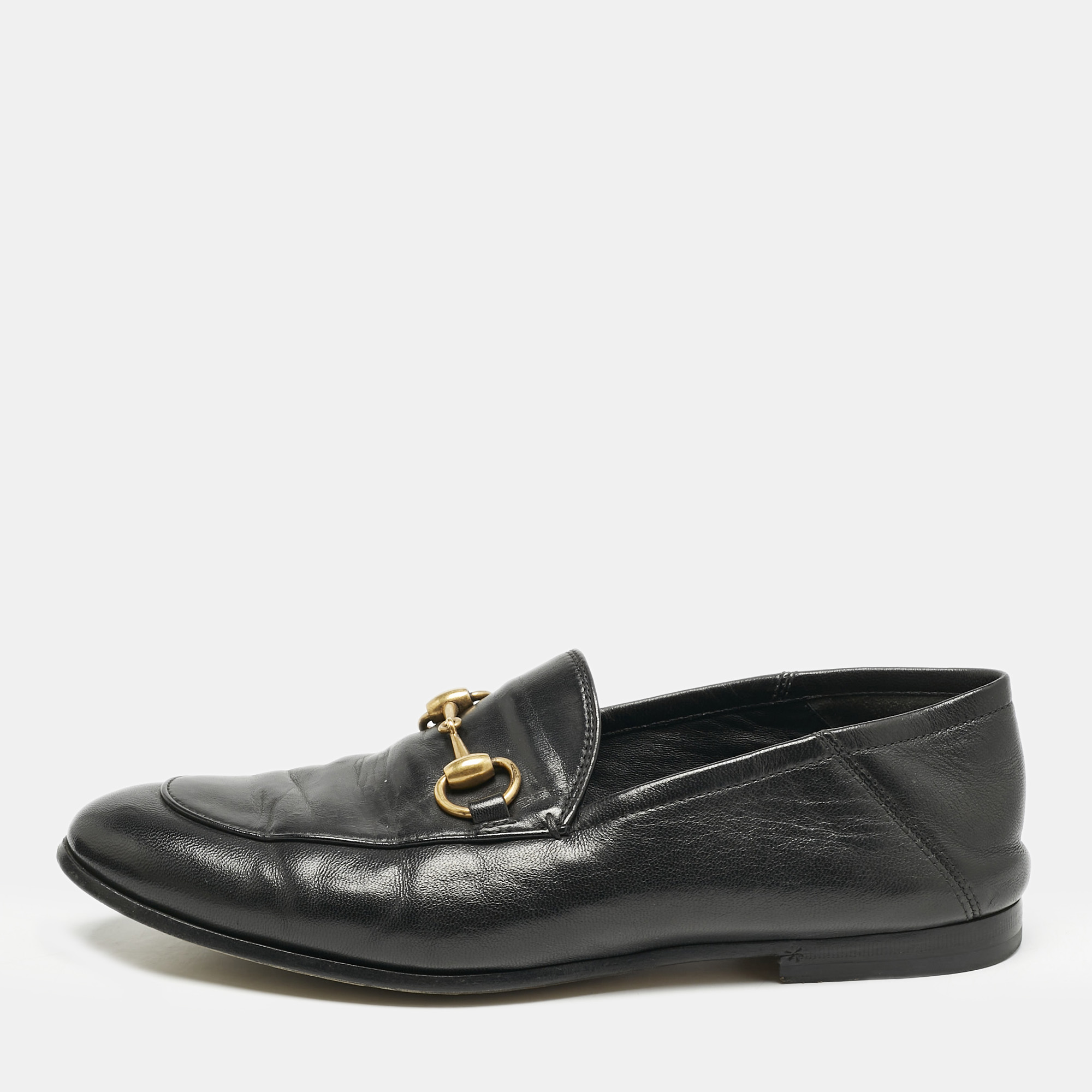 

Gucci Black Leather Jordaan Horsebit Slip On Loafers Size 39