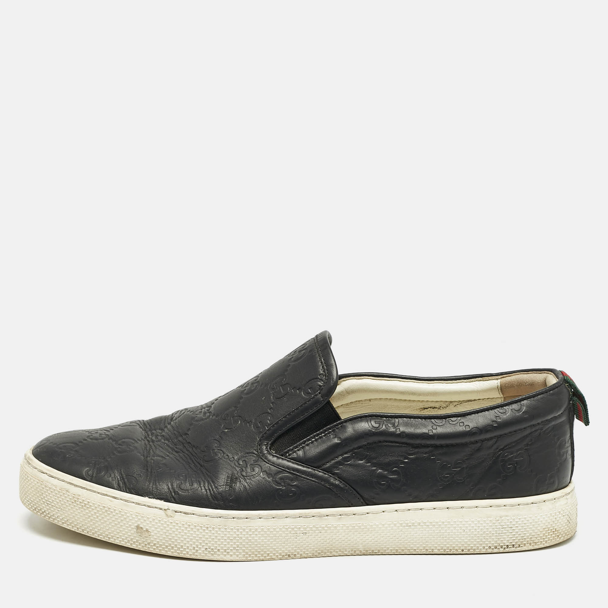 

Gucci Black Guccissima Leather Slip On Sneakers Size 44.5