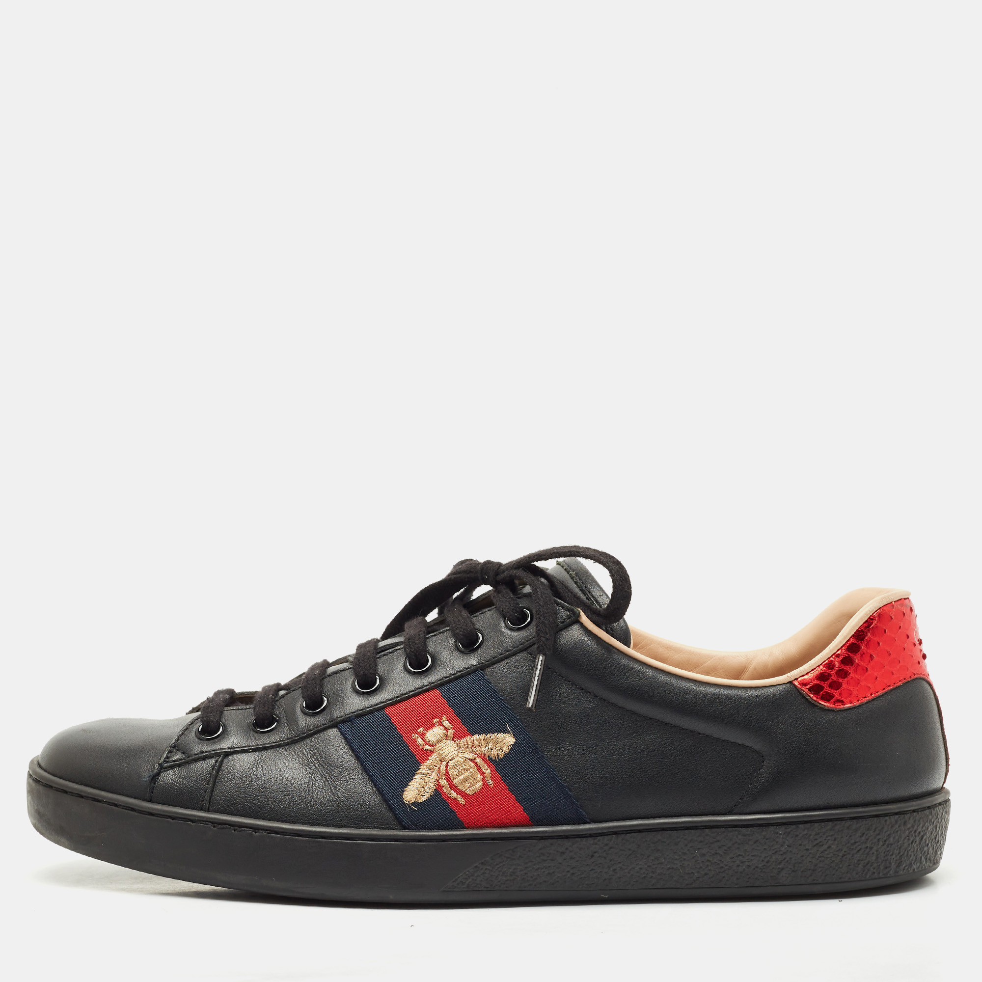 

Gucci Black Leather Ace Lace Up Sneakers Size 45