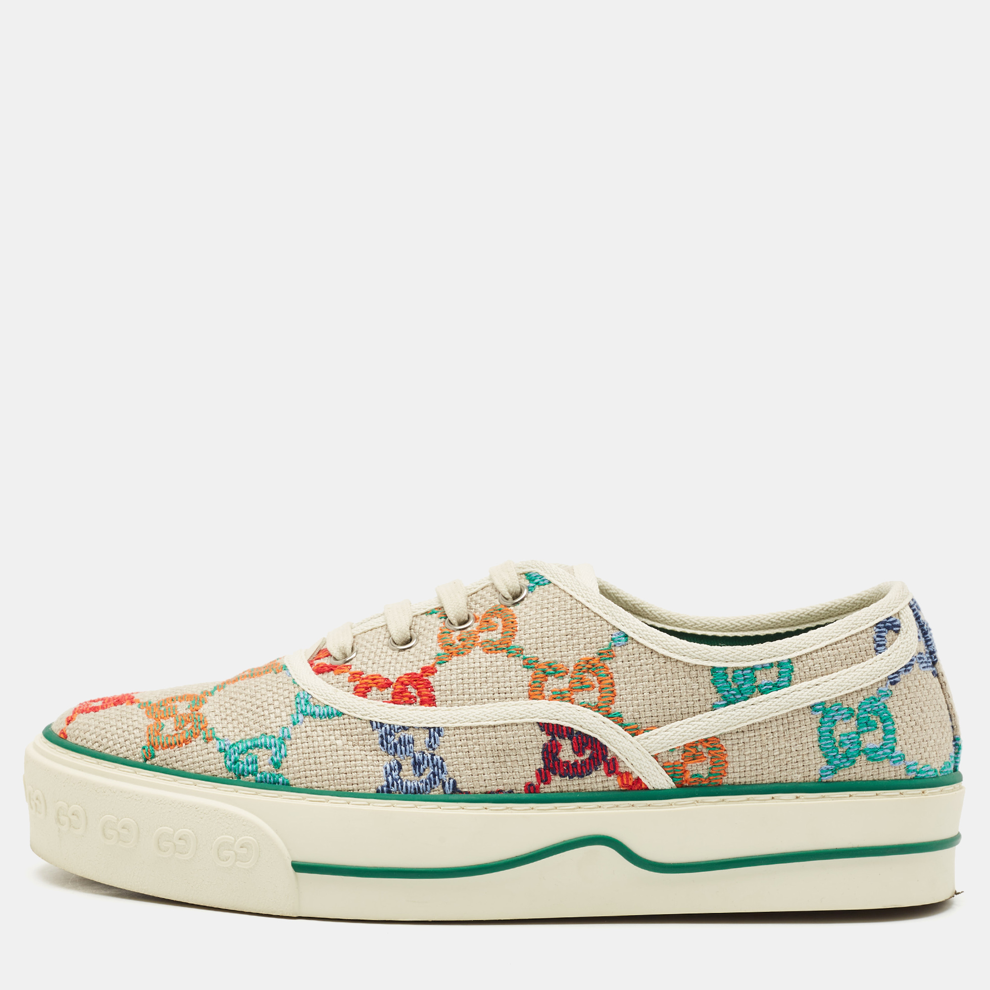 

Gucci Beige Rainbow GG Canvas Tennis 1977 Sneakers Size 41.5