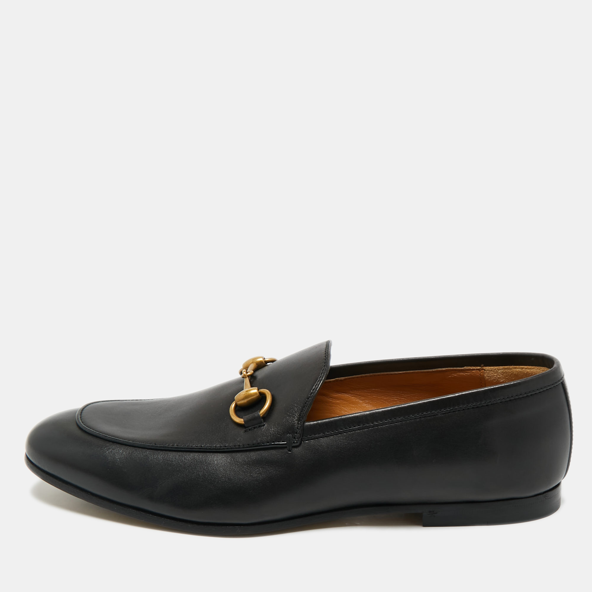 

Gucci Black Leather Jordaan Slip On Loafers Size 41.5