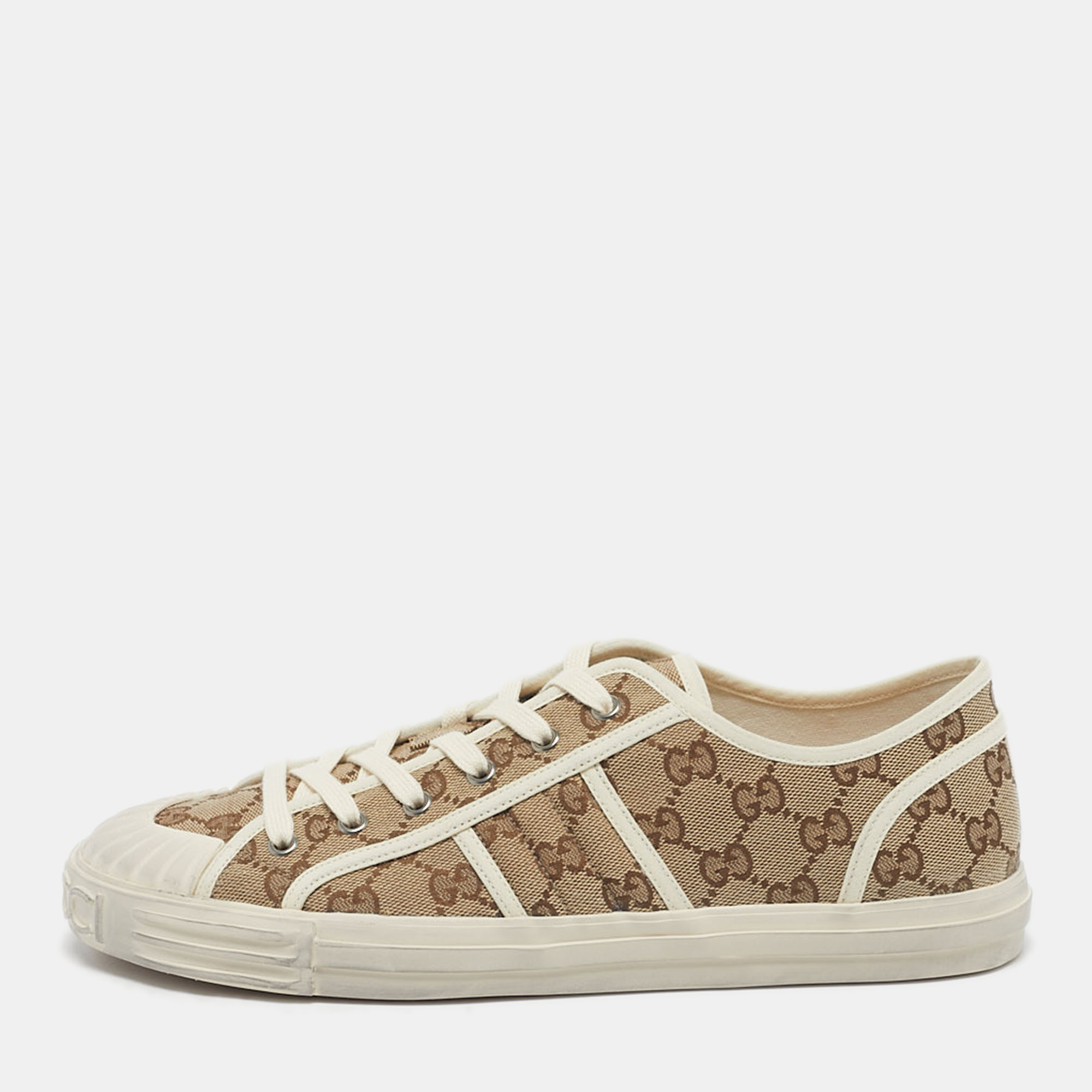 

Gucci Brown/Cream Canvas and Leather Chunky B Low Top Sneakers Size 43
