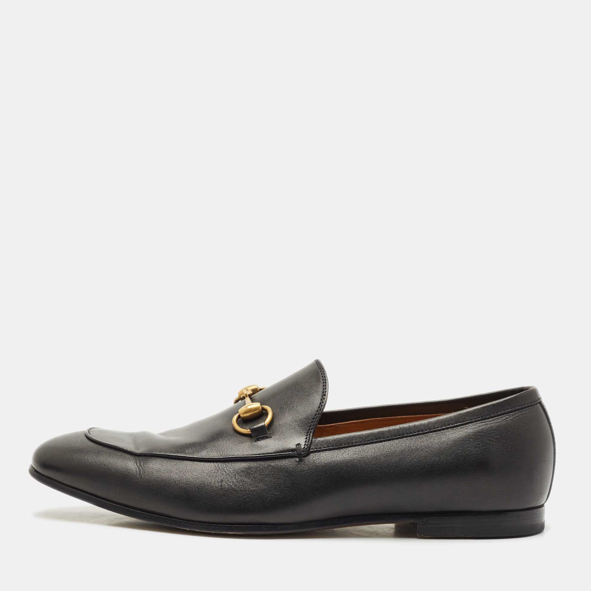 

Gucci Black Leather Jordaan Loafers Size 43