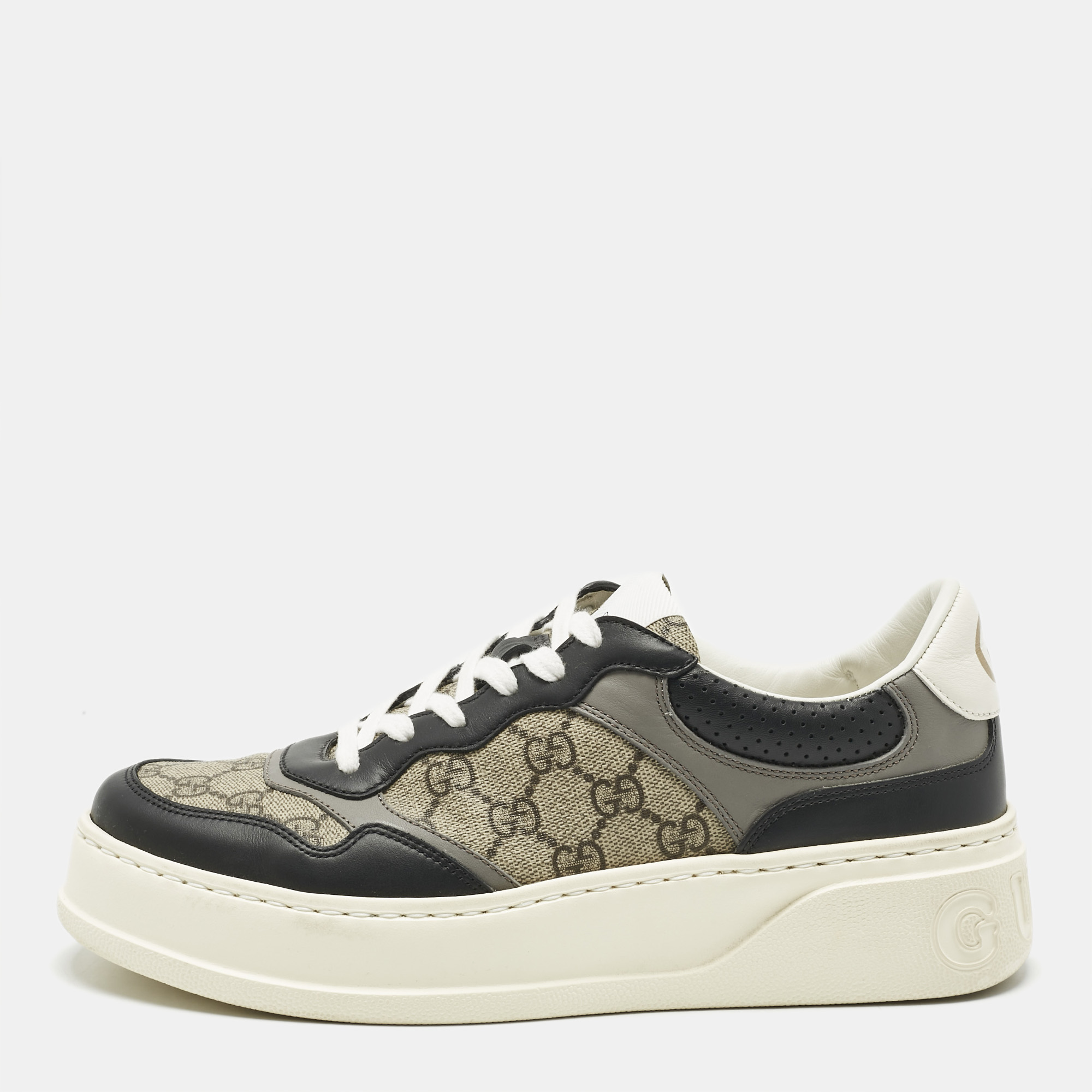 Gucci Multicolor Leather and GG Supreme Canvas Chunky B Sneakers Size 41