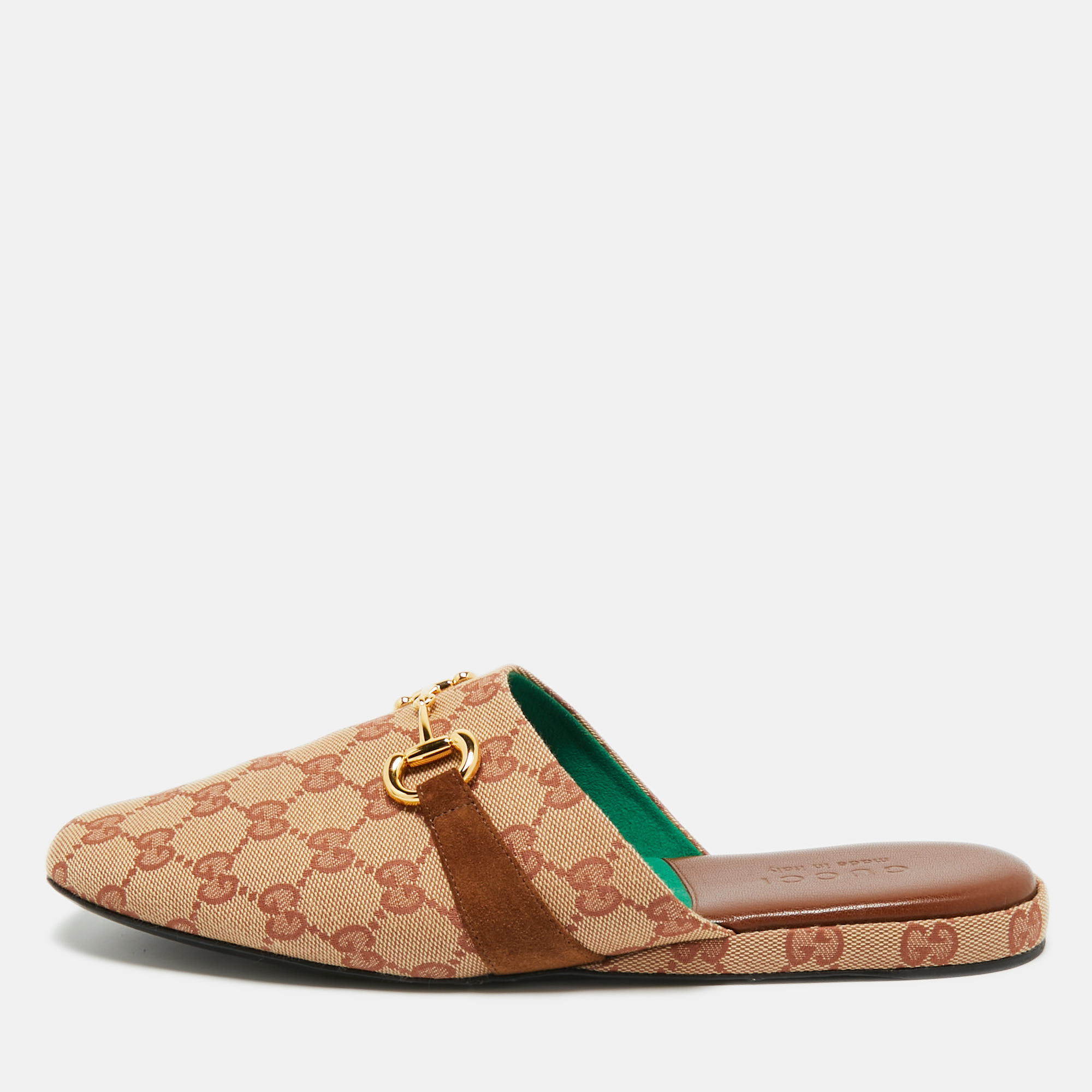 

Gucci Beige GG Canvas and Suede Princetown Mules Size 42