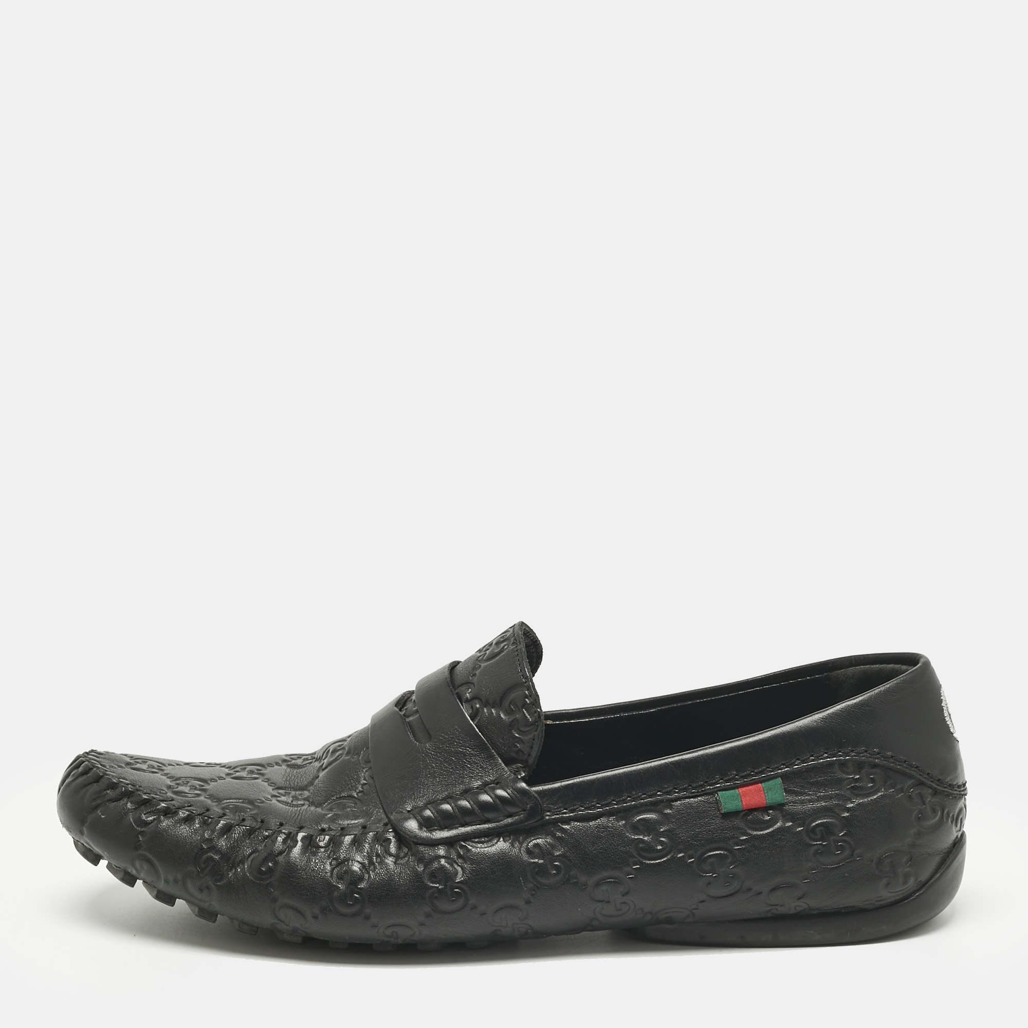 

Gucci Black Leather Guccissima Leather Slip On Loafers Size 40.5