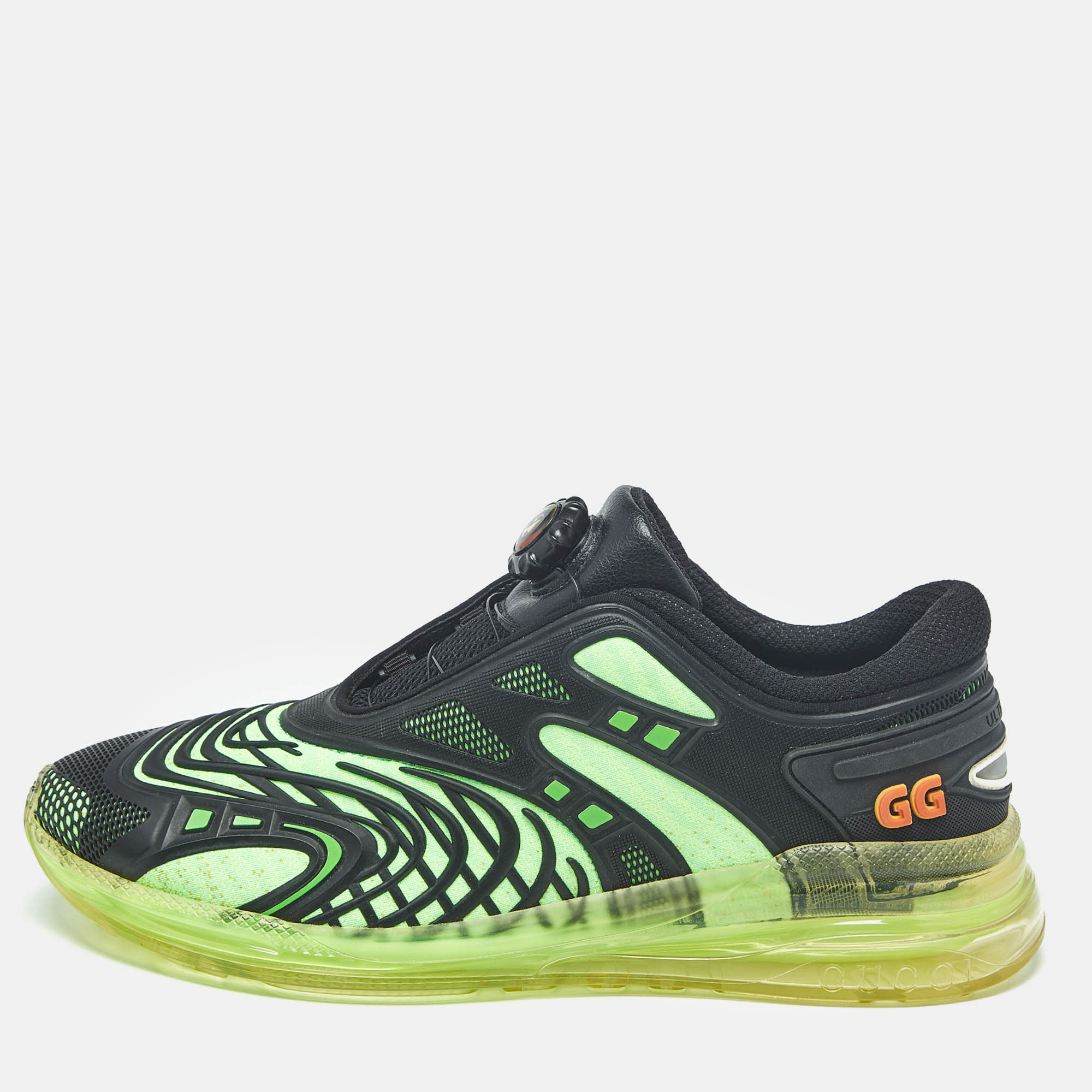 Gucci Black/Green Fabric and Rubber Ultrapace Low Top Sneakers Size 42