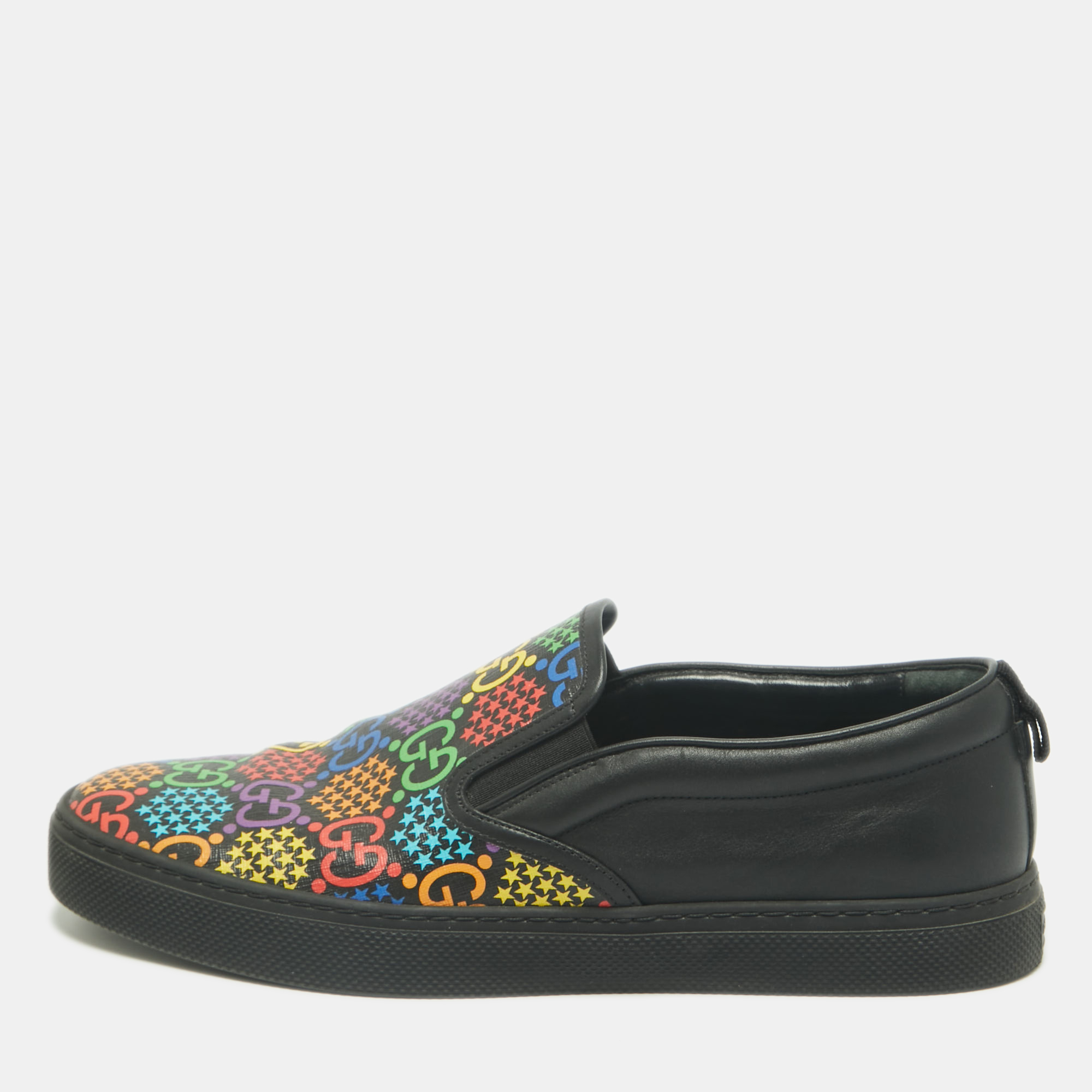 

Gucci Multicolor GG Coated Canvas and Leather Slip On Sneakers Size 45, Black