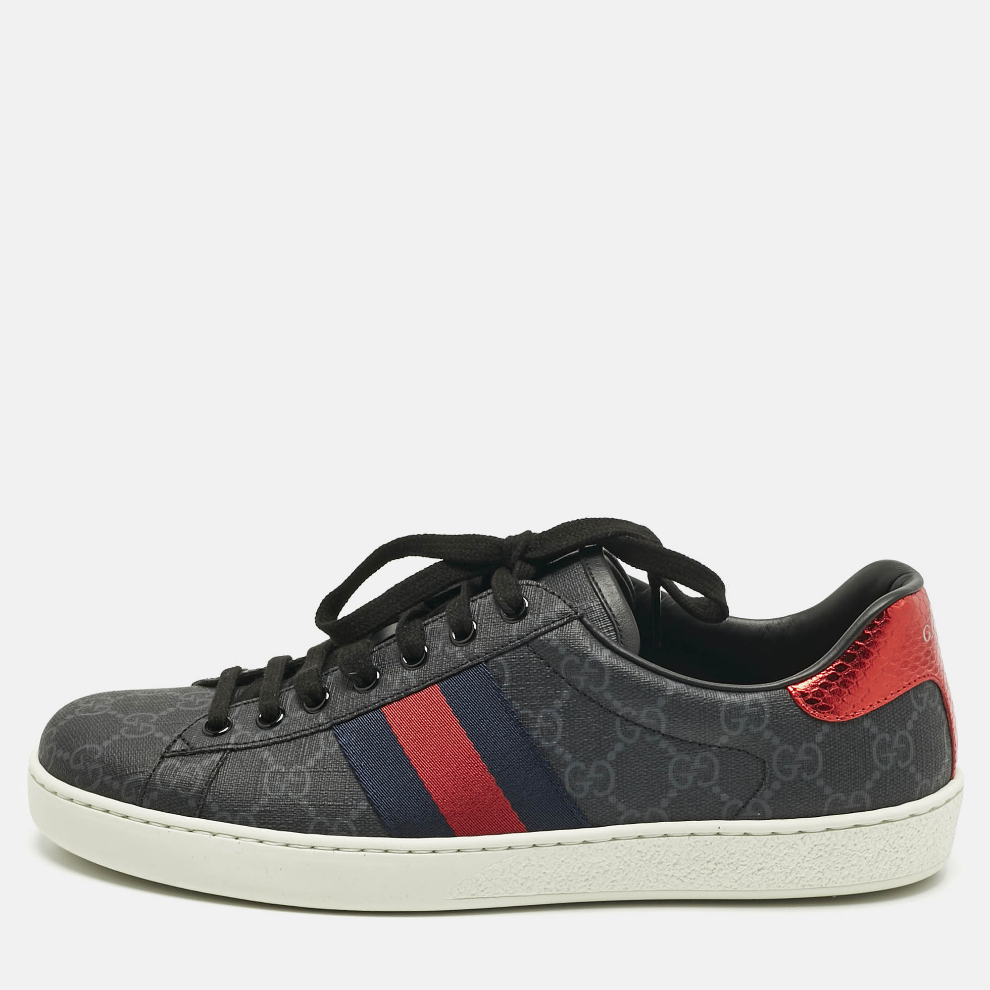 

Gucci Black GG Supreme Canvas Ace Sneakers Size 42