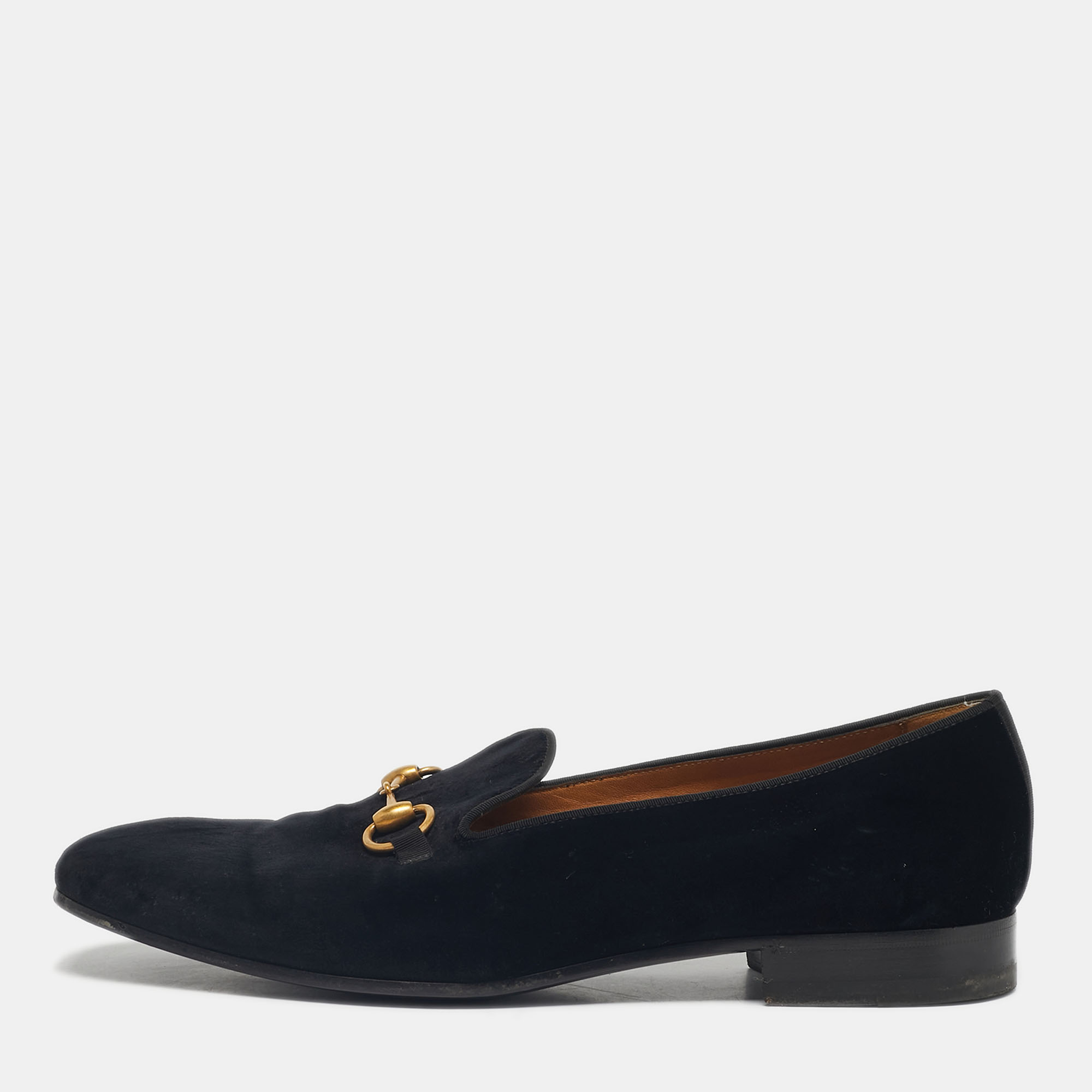 

Gucci Black Velvet Horsebit Slip On Loafers Size 44