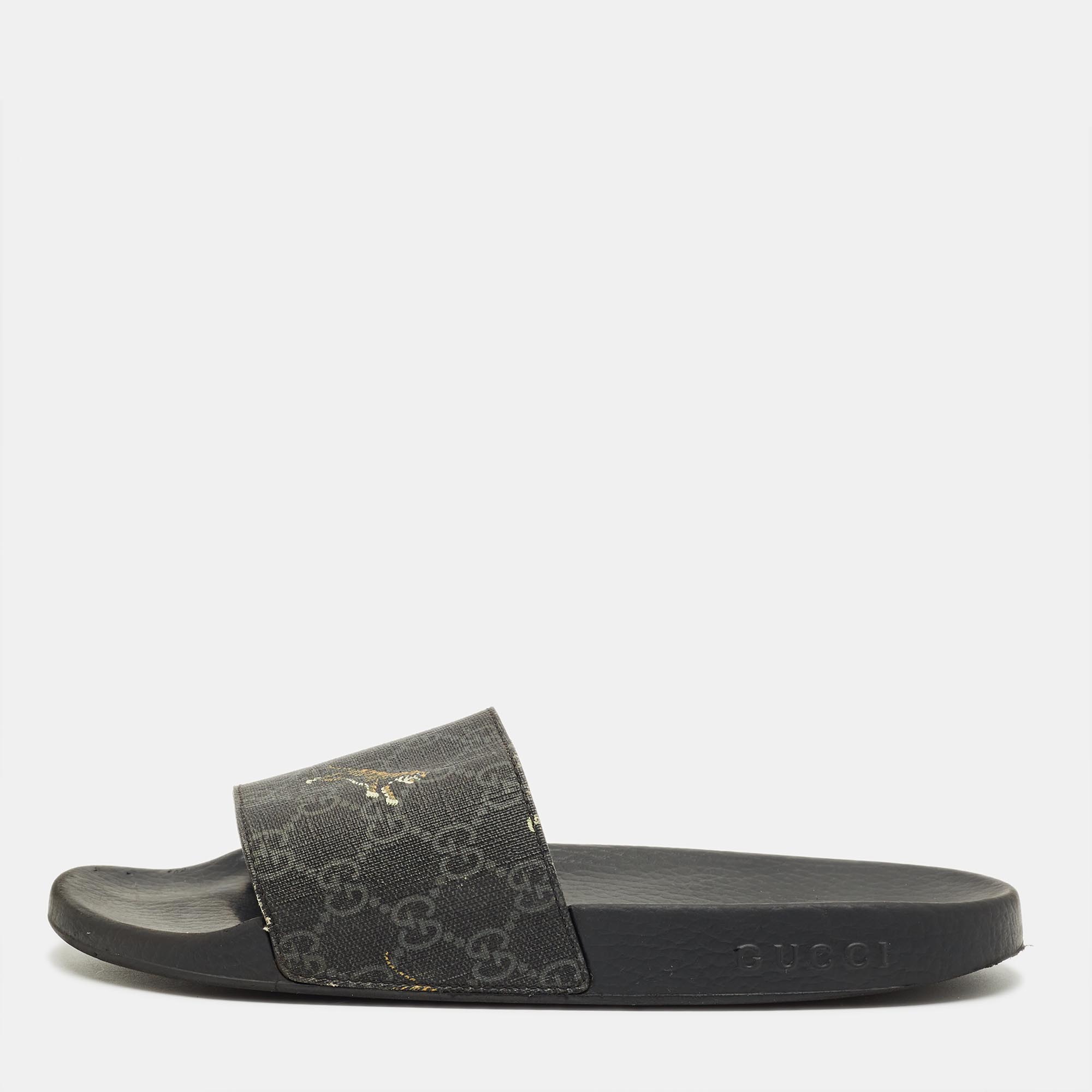 

Gucci Black GG Coated Canvas Pool Slide Size 42