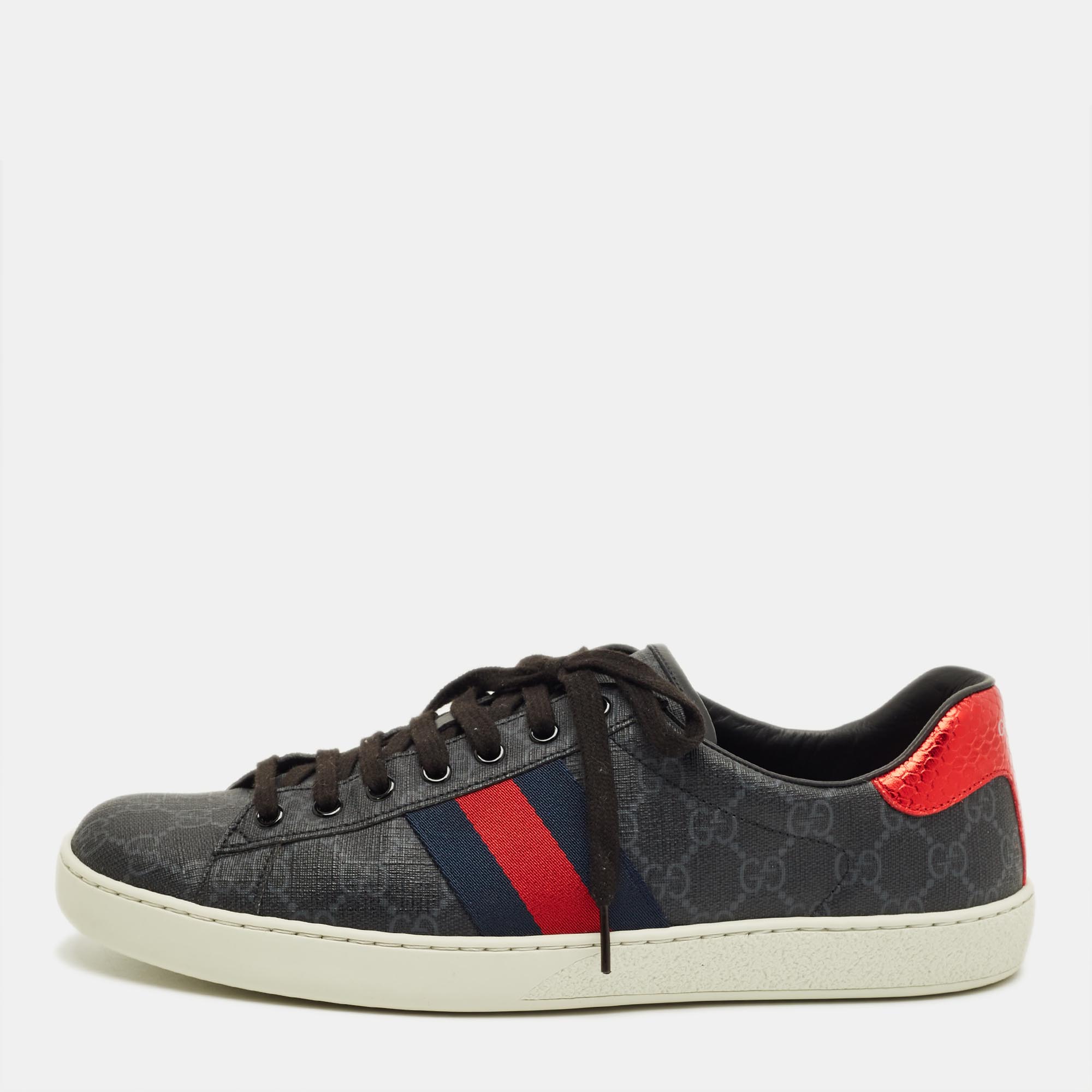 

Gucci Black GG Supreme Canvas Ace Sneakers Size 44