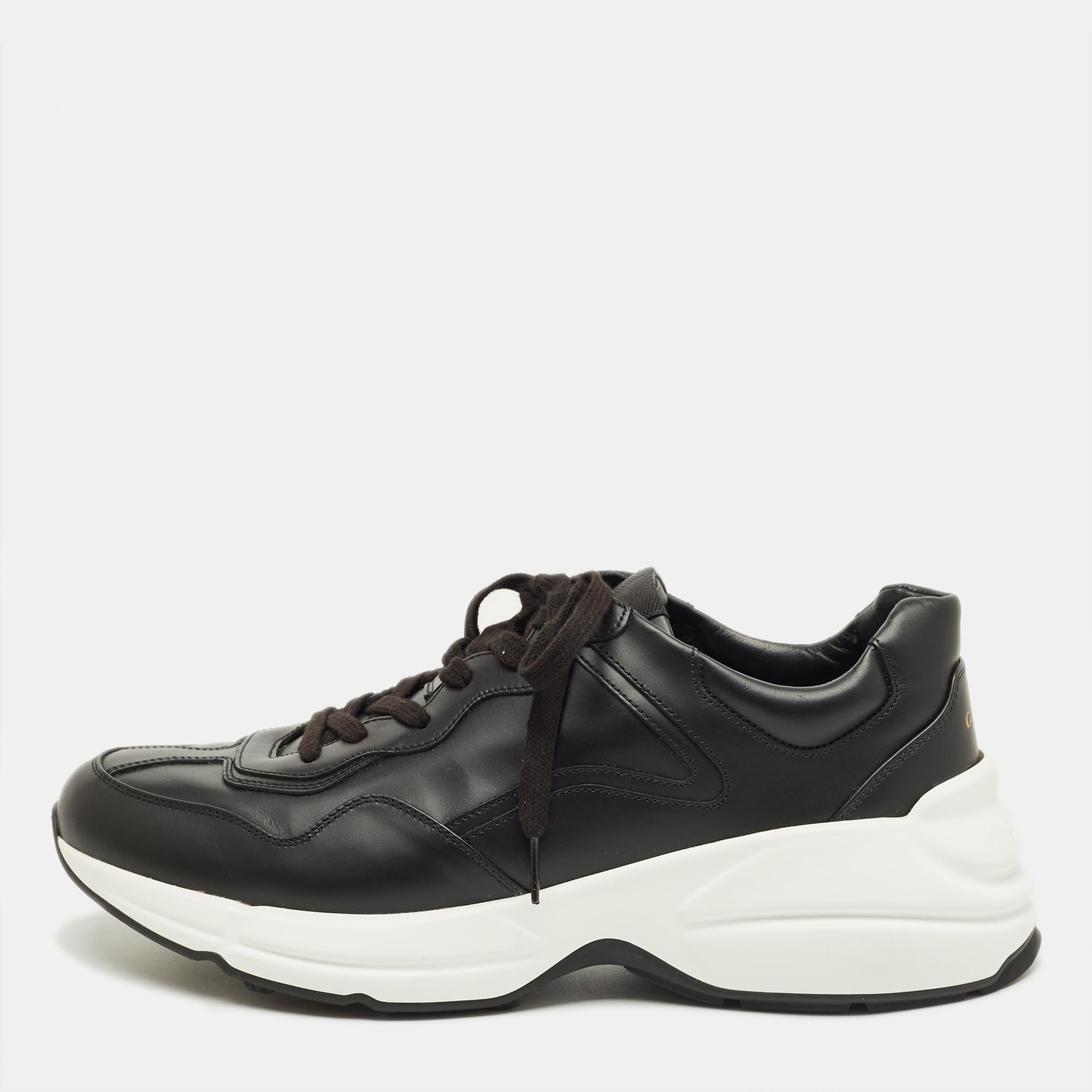 

Gucci Black Leather Rhyton Sneakers Size 44