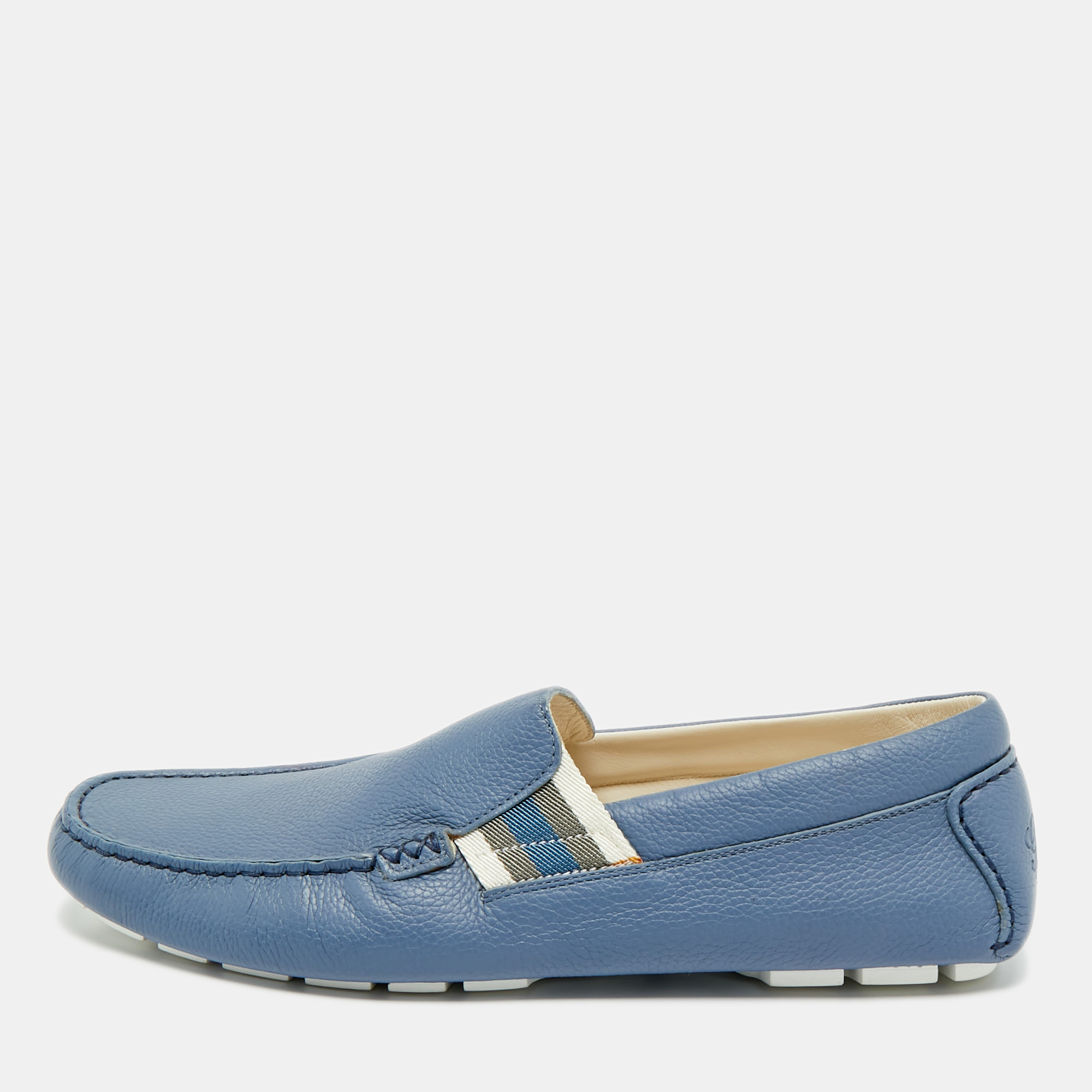 

Gucci Blue Leather Slip On Driver Loafers Size 42