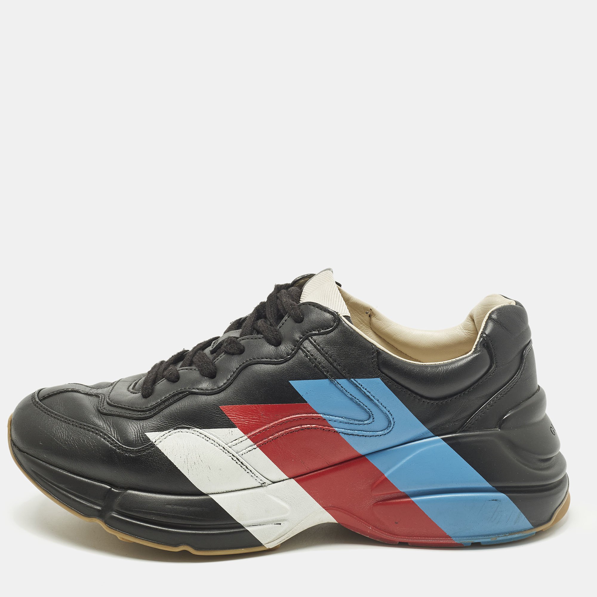 

Gucci Rhyton Size 41 Black Leather Low Top Sneakers