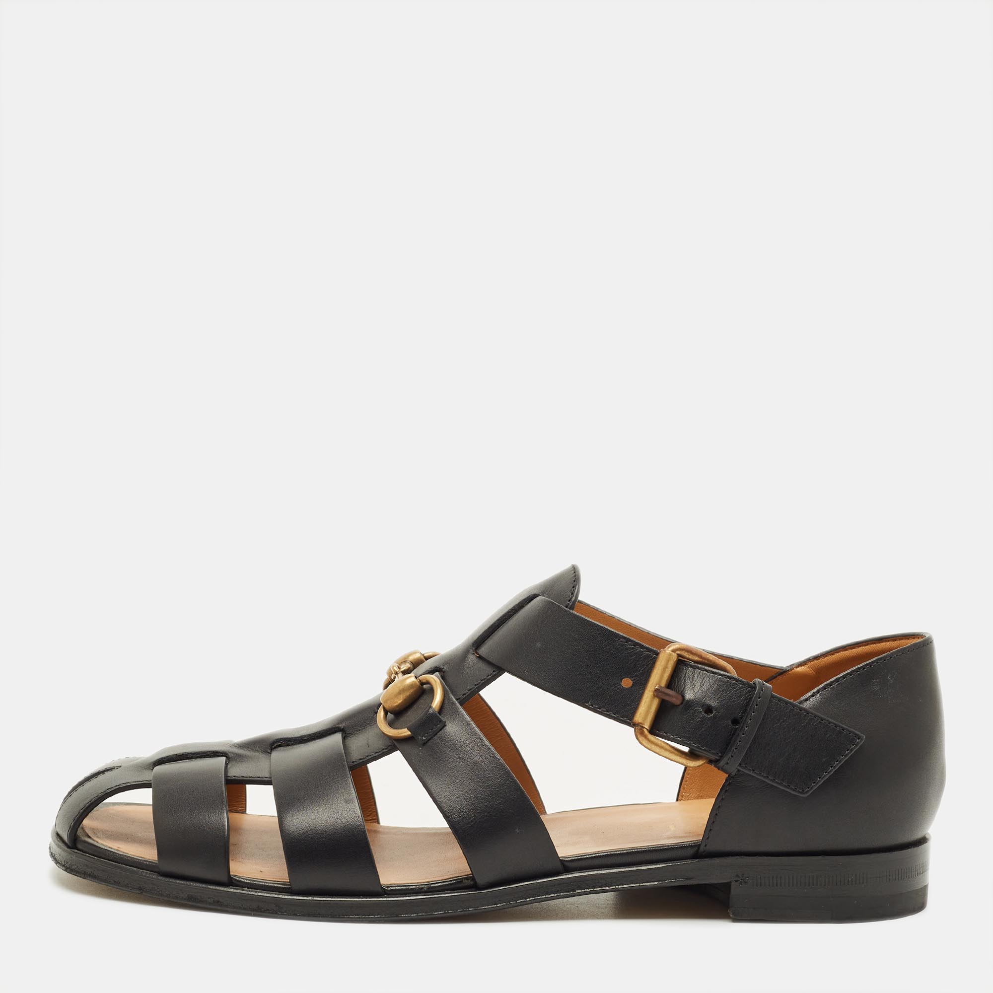 

Gucci Horsebit Size 40.5 Black Leather Flat Sandals