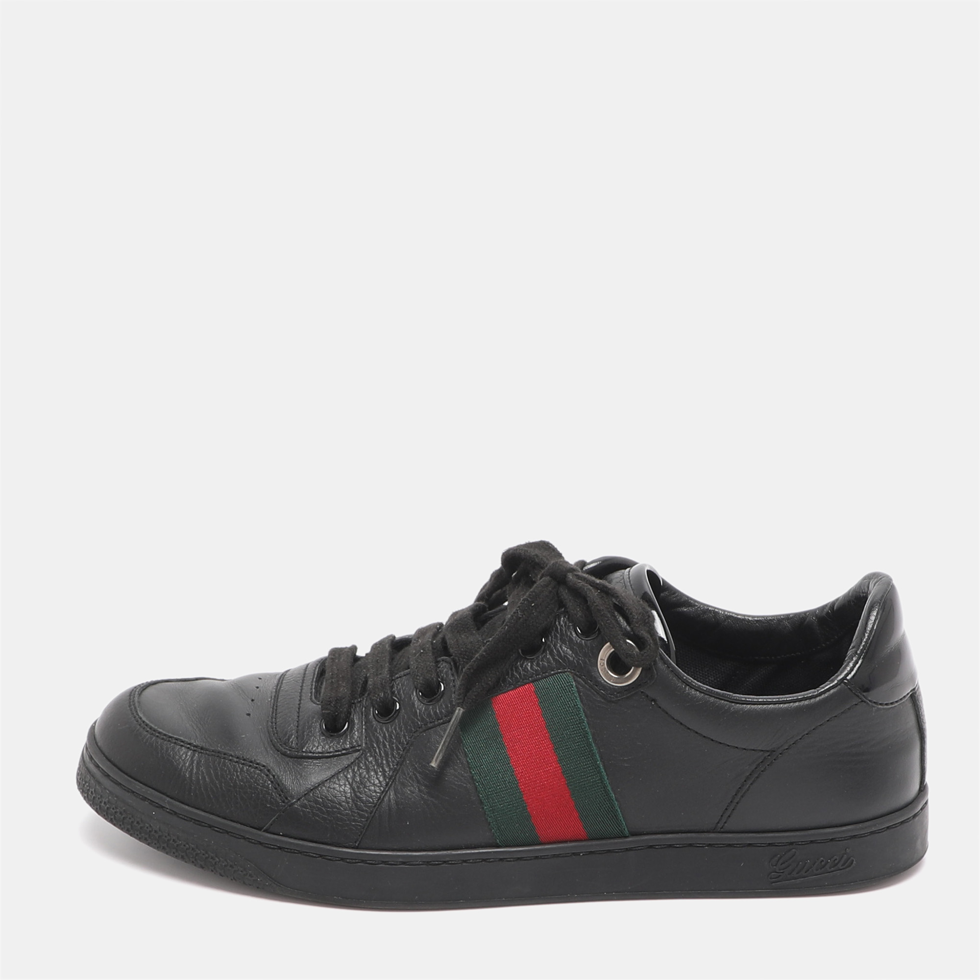 

Gucci Ace Web Stripe Size 41.5 Black Leather Low Top Sneakers