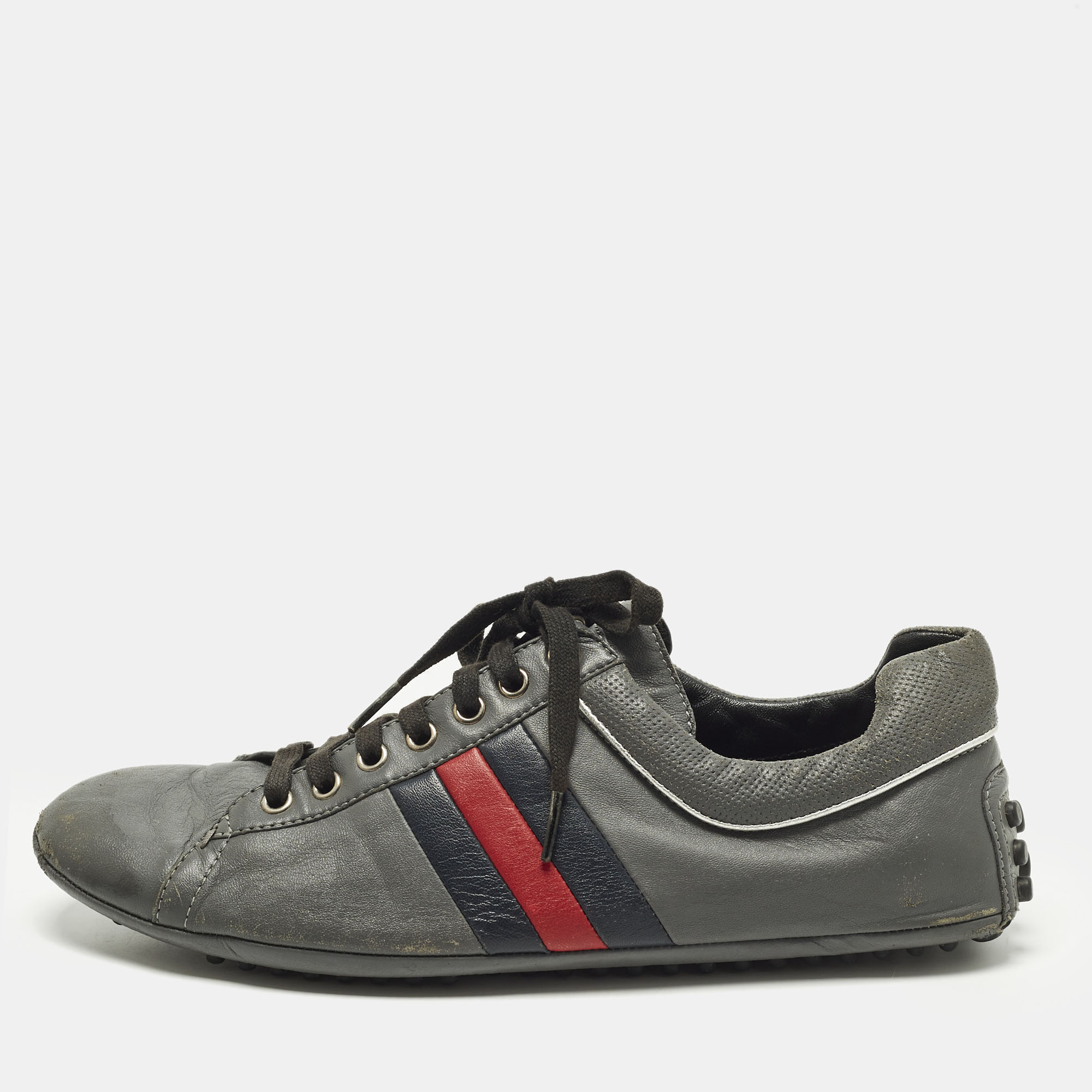

Gucci GG Web Size 43 Grey Leather Driver Low Top Sneakers