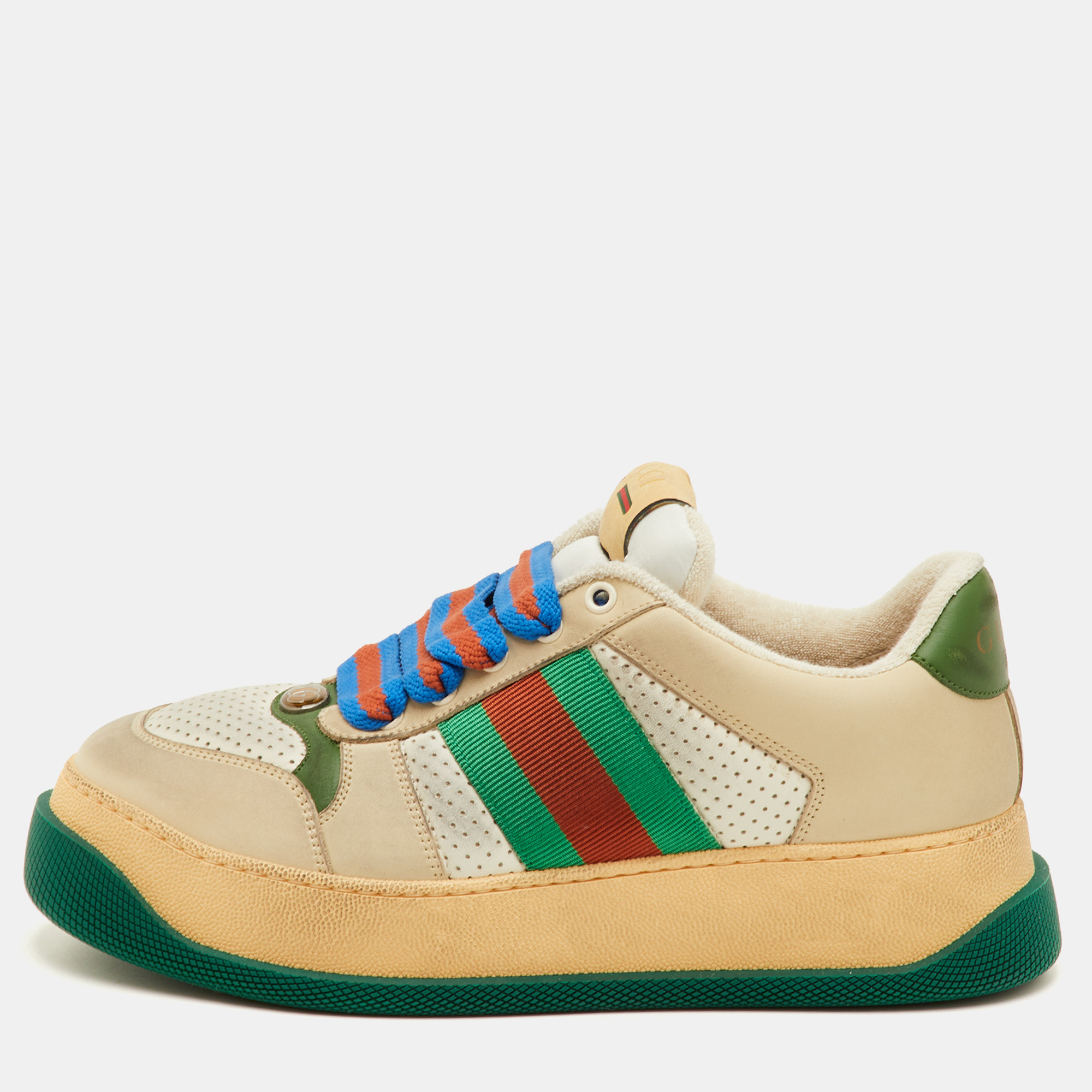 

Gucci Screener Size 41.5 Multicolor Canvas and Nubuck Leather Low Top Sneakers