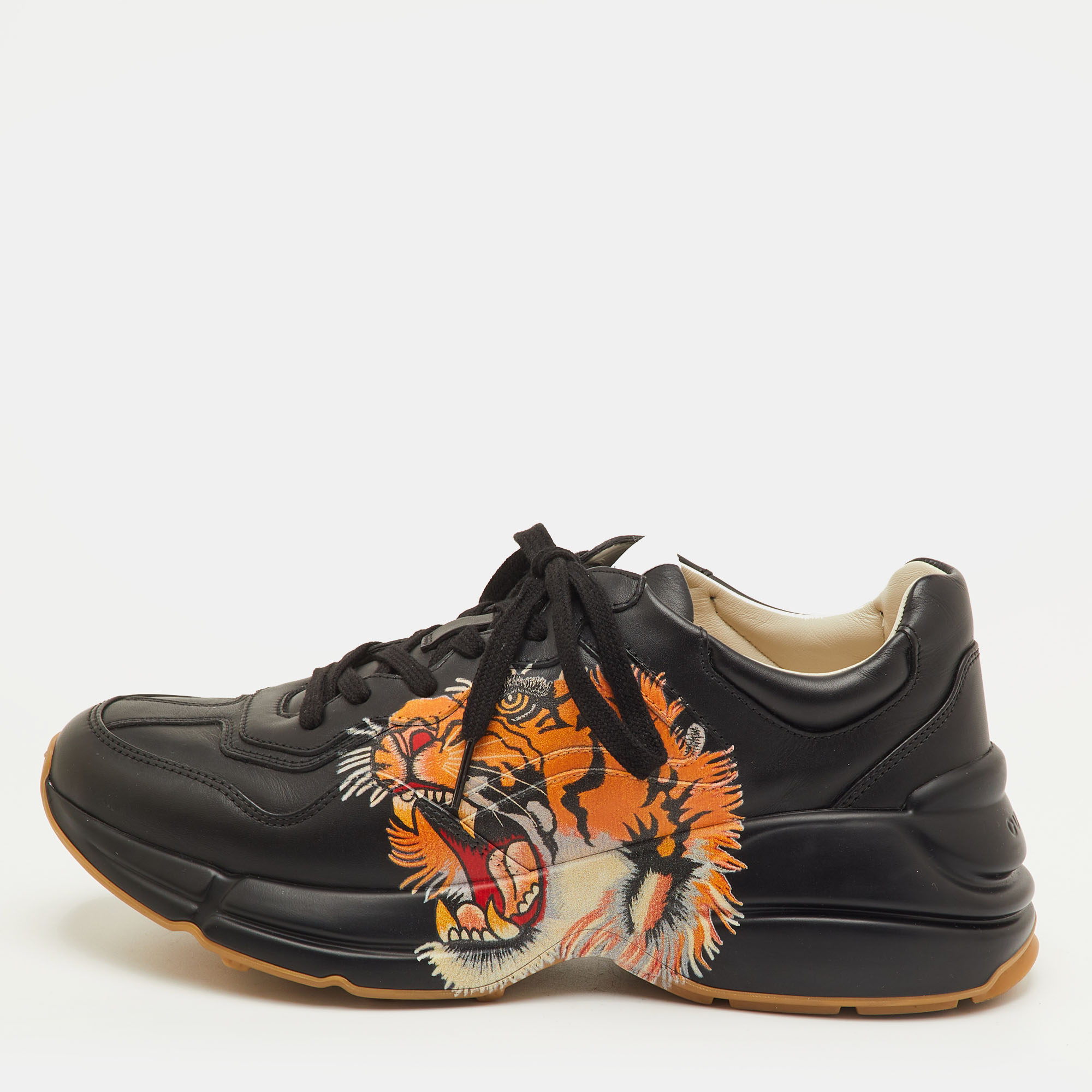 

Gucci Rhyton Size 41 Black Leather Low Top Sneakers