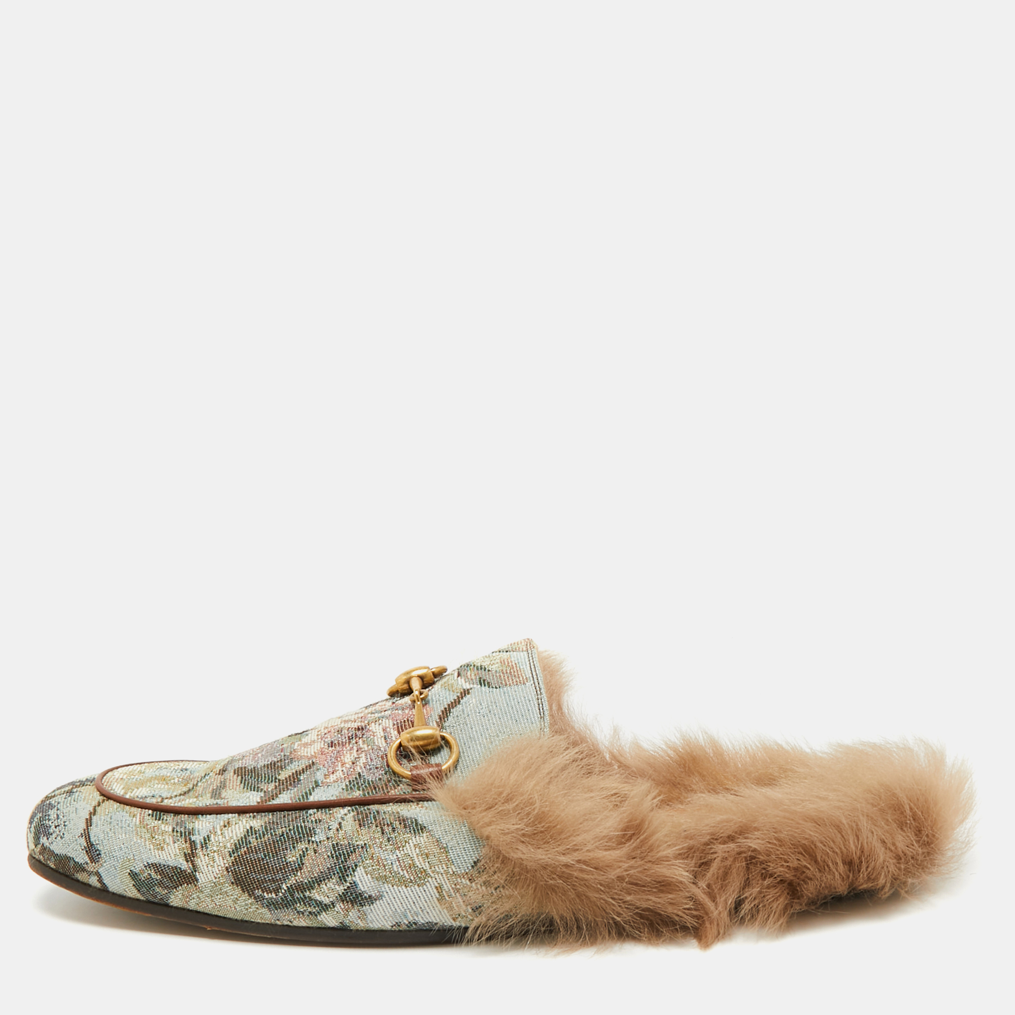 

Gucci Princetown Size 43 Multicolor Canvas and Fur Mules